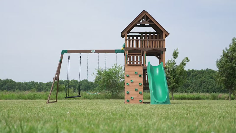 Highlander wooden swing set video