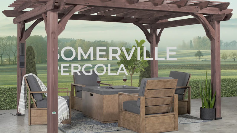 Somerville 14x10 pergola walnut stain video