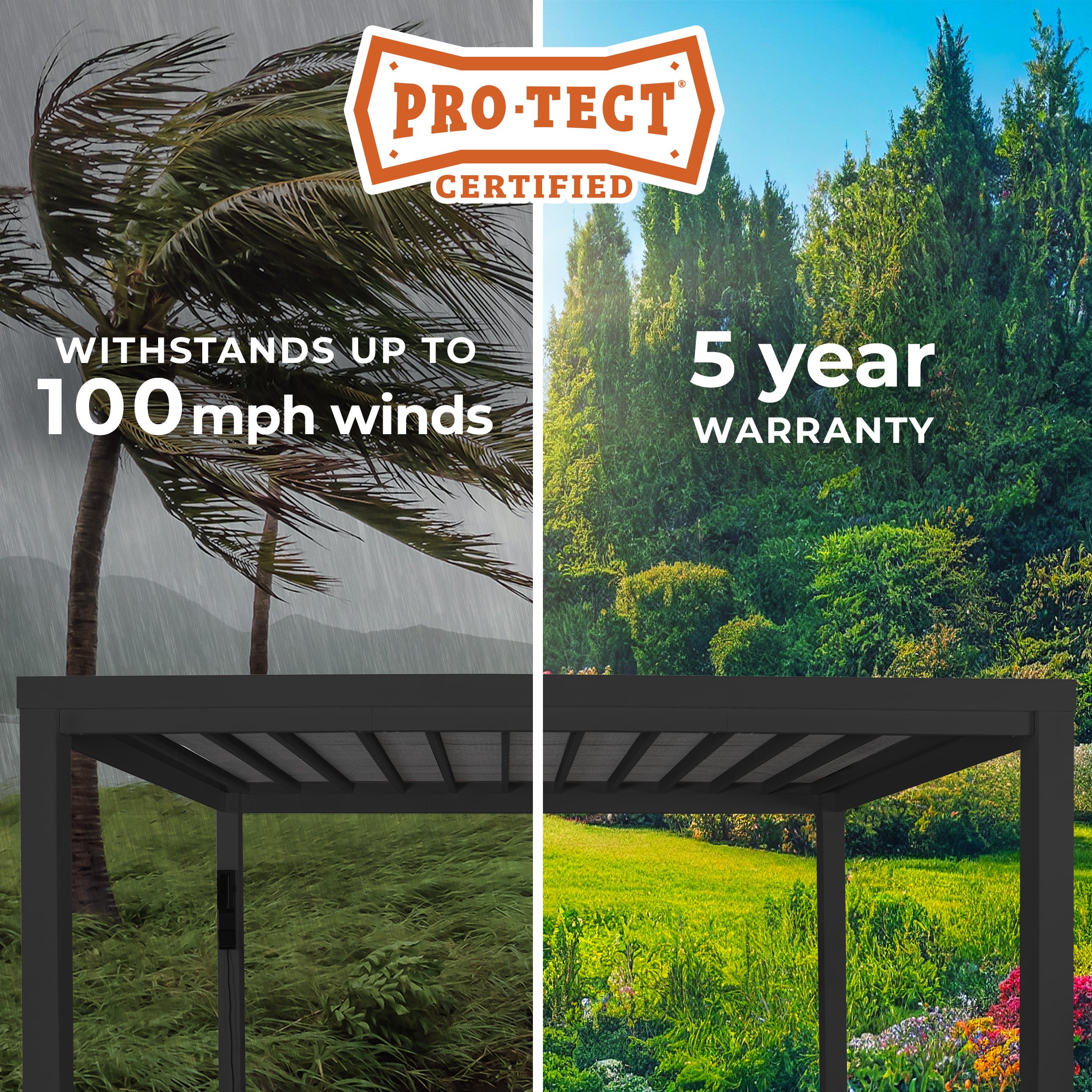 metal pergolas pro-tect certified