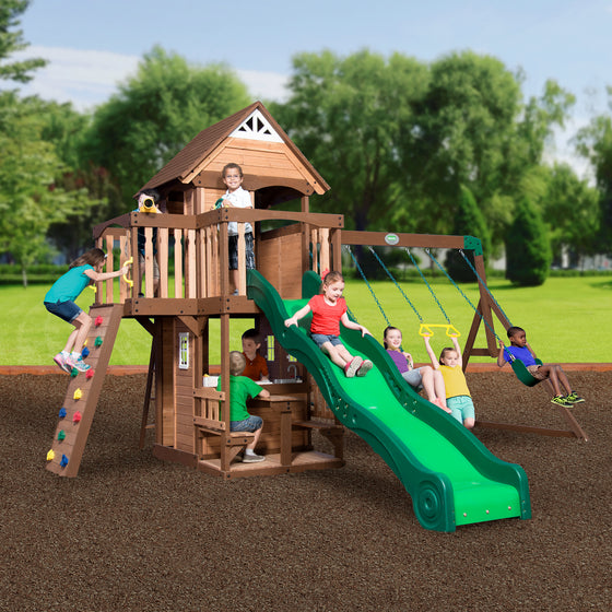 Mount Triumph Outdoor Wooden Swing Set - Backyard Discovery