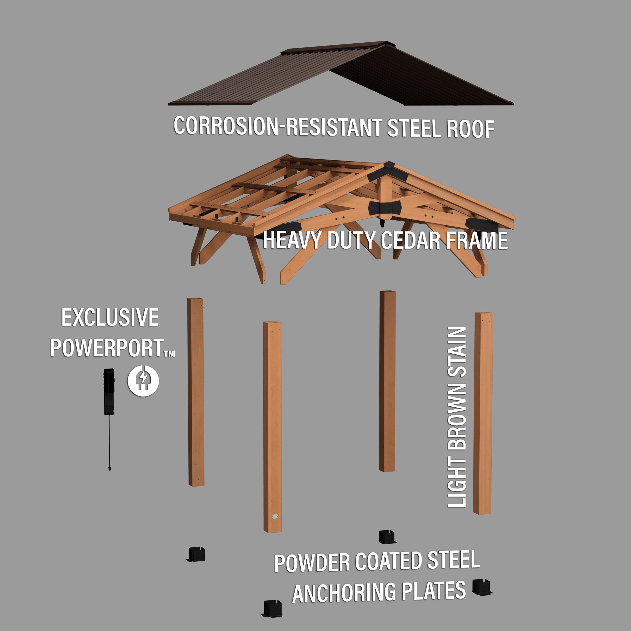 10x10 Norwood Gazebo Exploded View