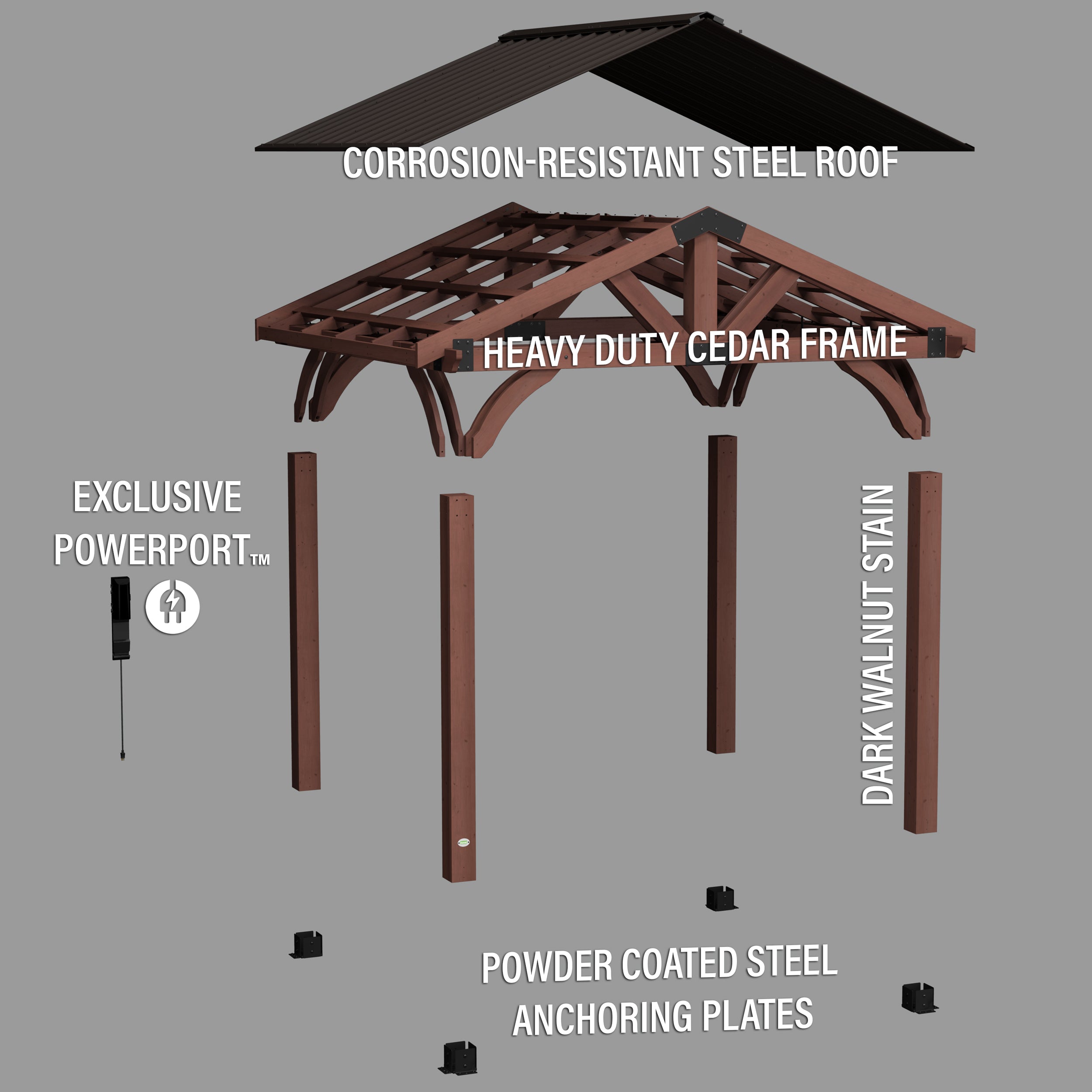 12x10 Gazebo Exploded View