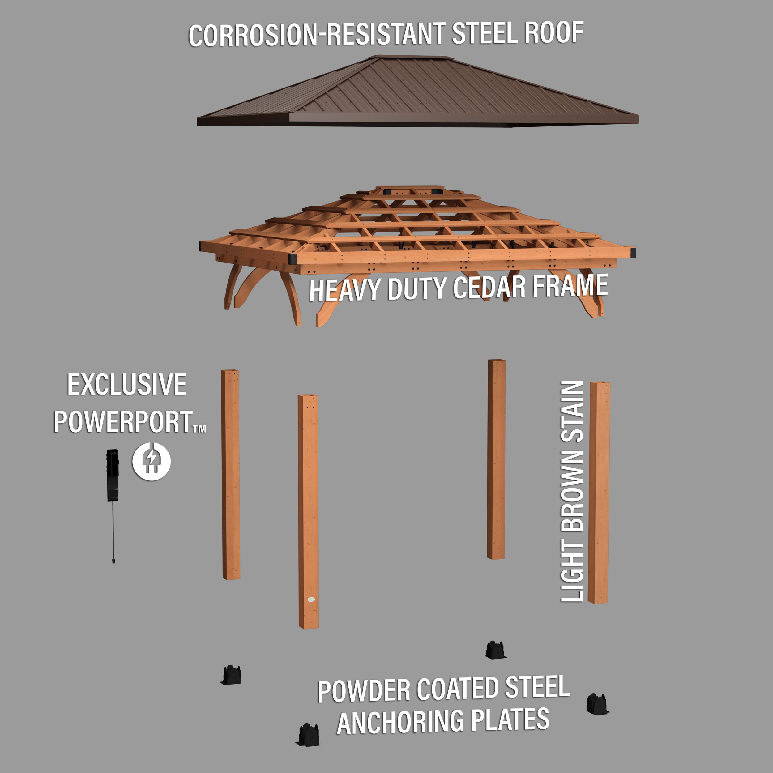 12x10 Barrington Gazebo Exploded View