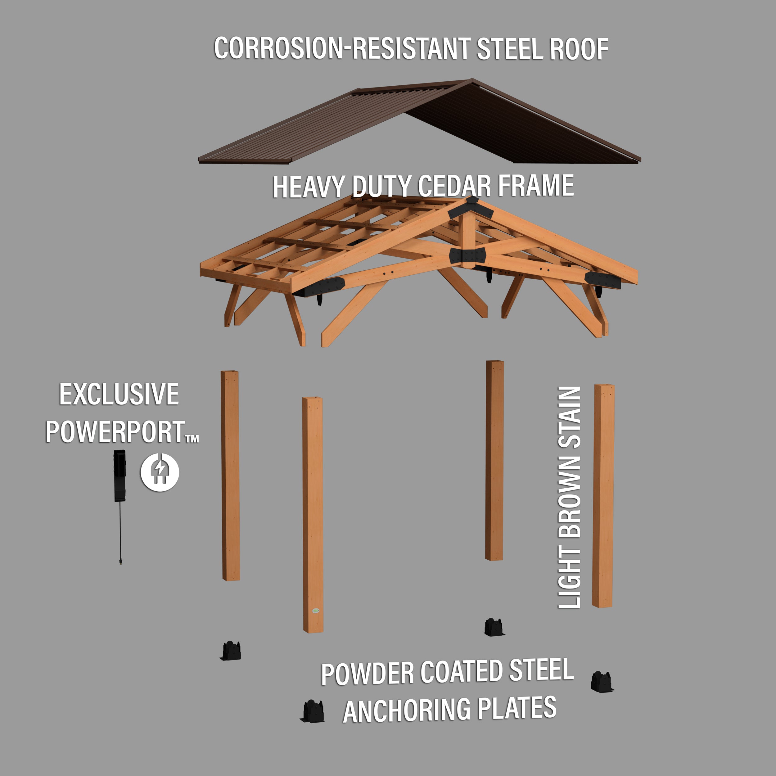 12x10 Norwood Gazebo Exploded View