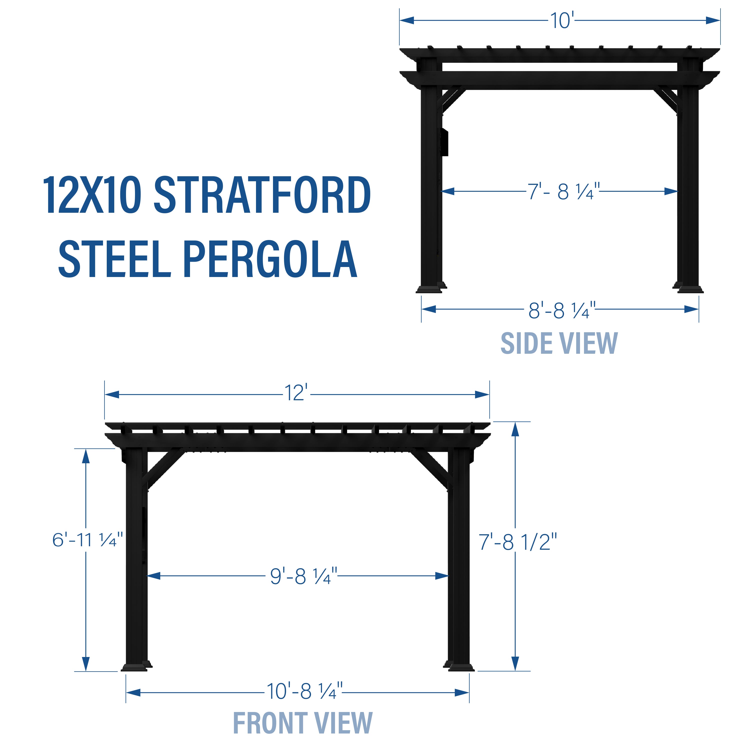 12x10 Stratford Pergola Dimensions