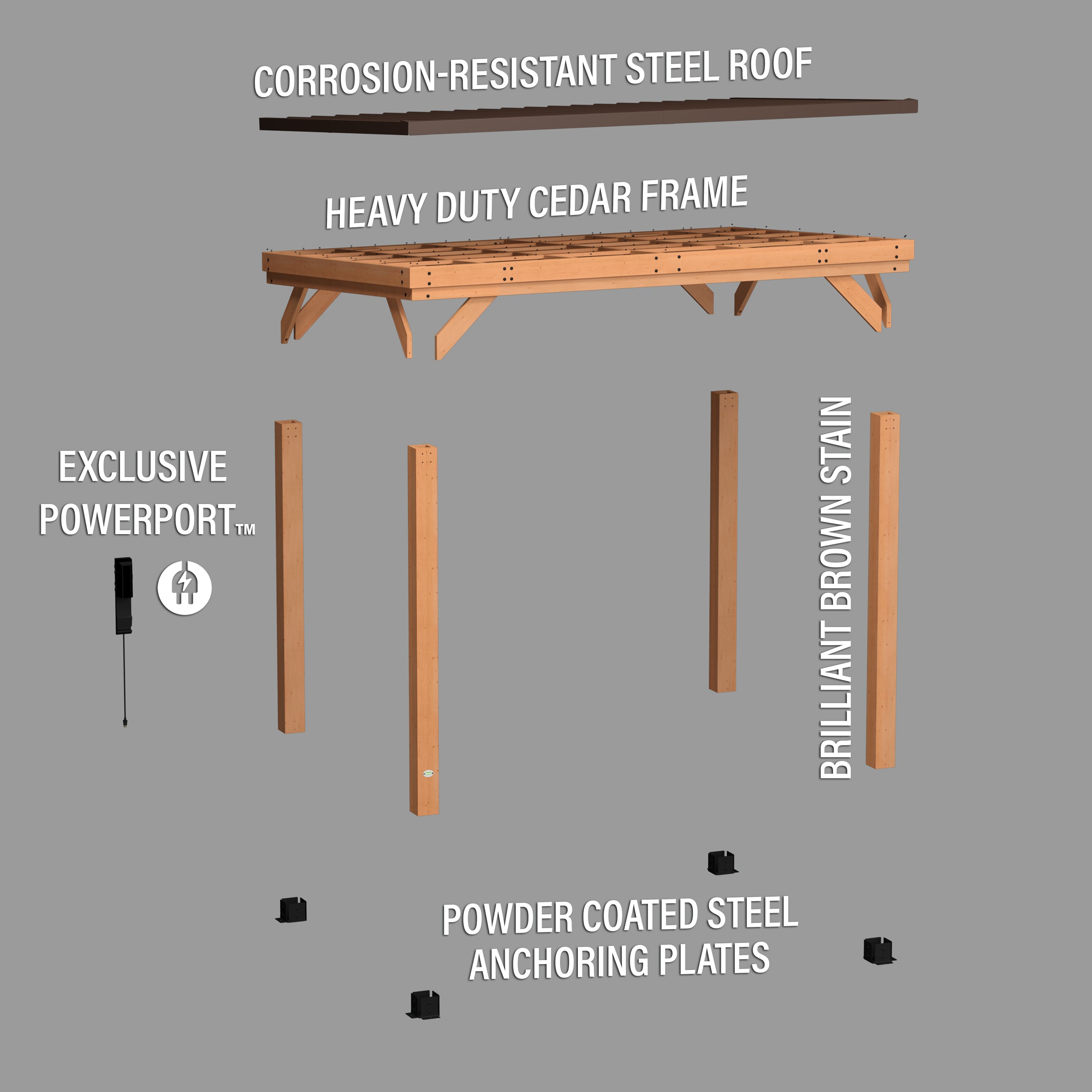 12x9.5 Arcadia Gazebo Exploded View