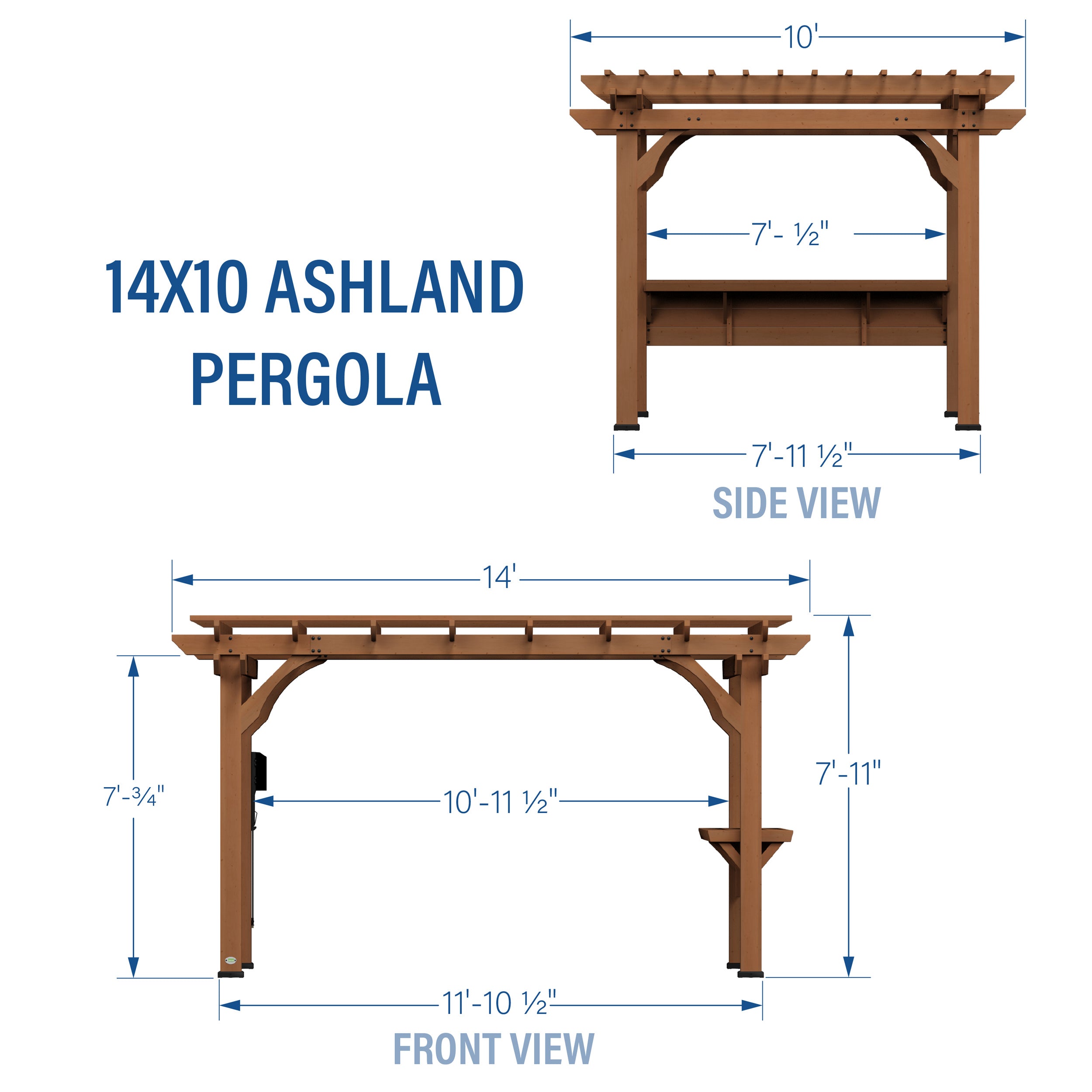 Ashland 14 x 10 Pergola Diagram