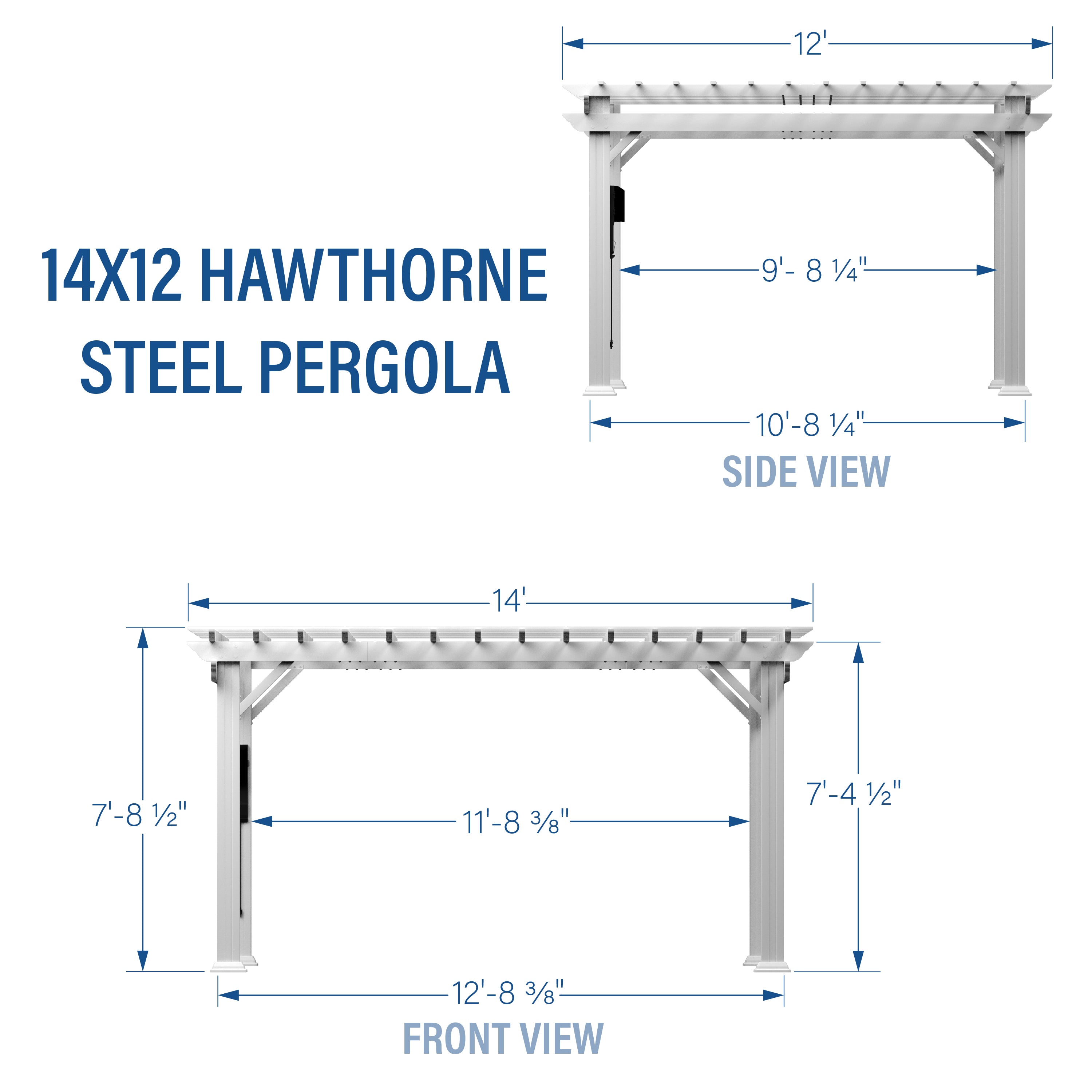 14x12 Hawthorne Pergola Dimensions