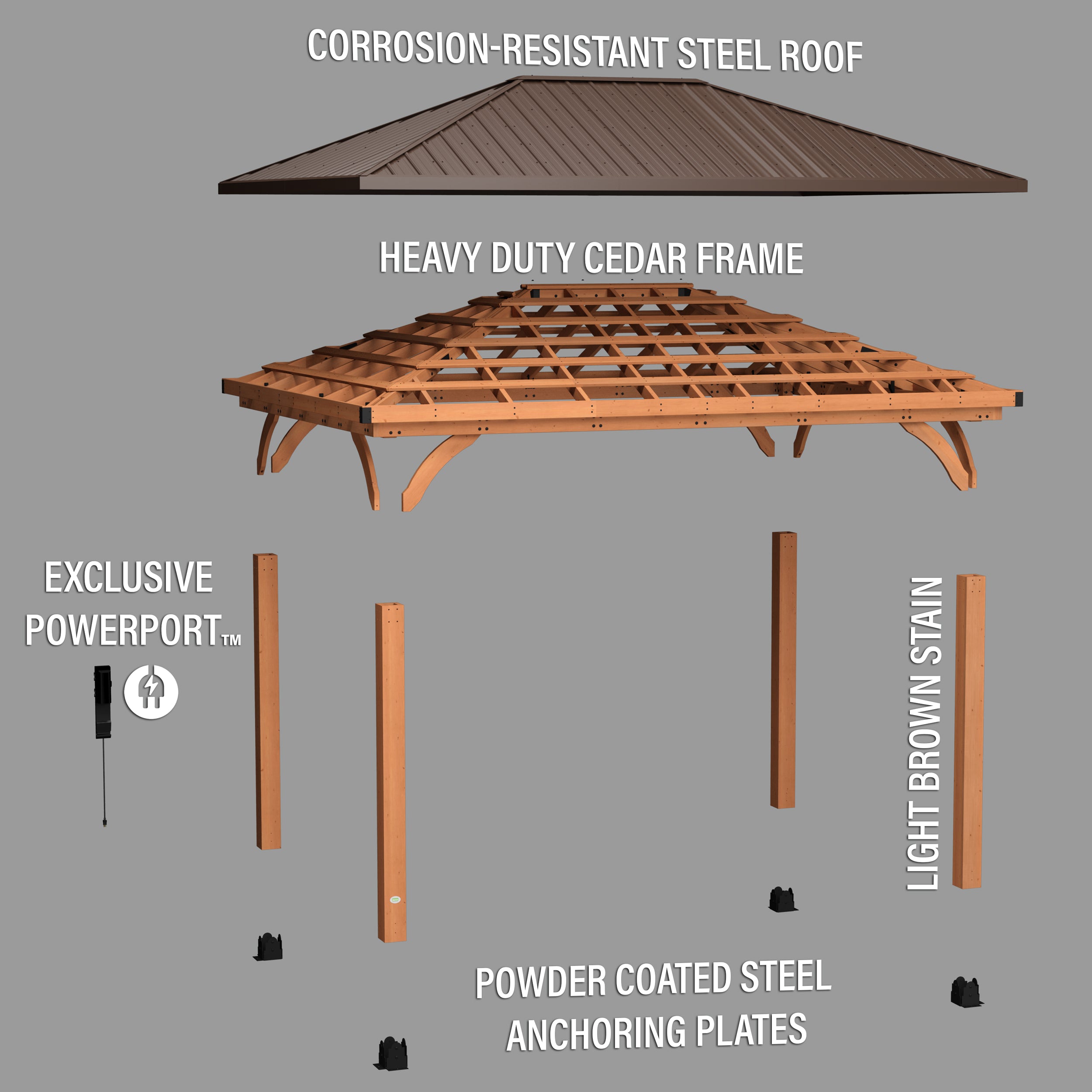 16x12 Barrington Gazebo Exploded View