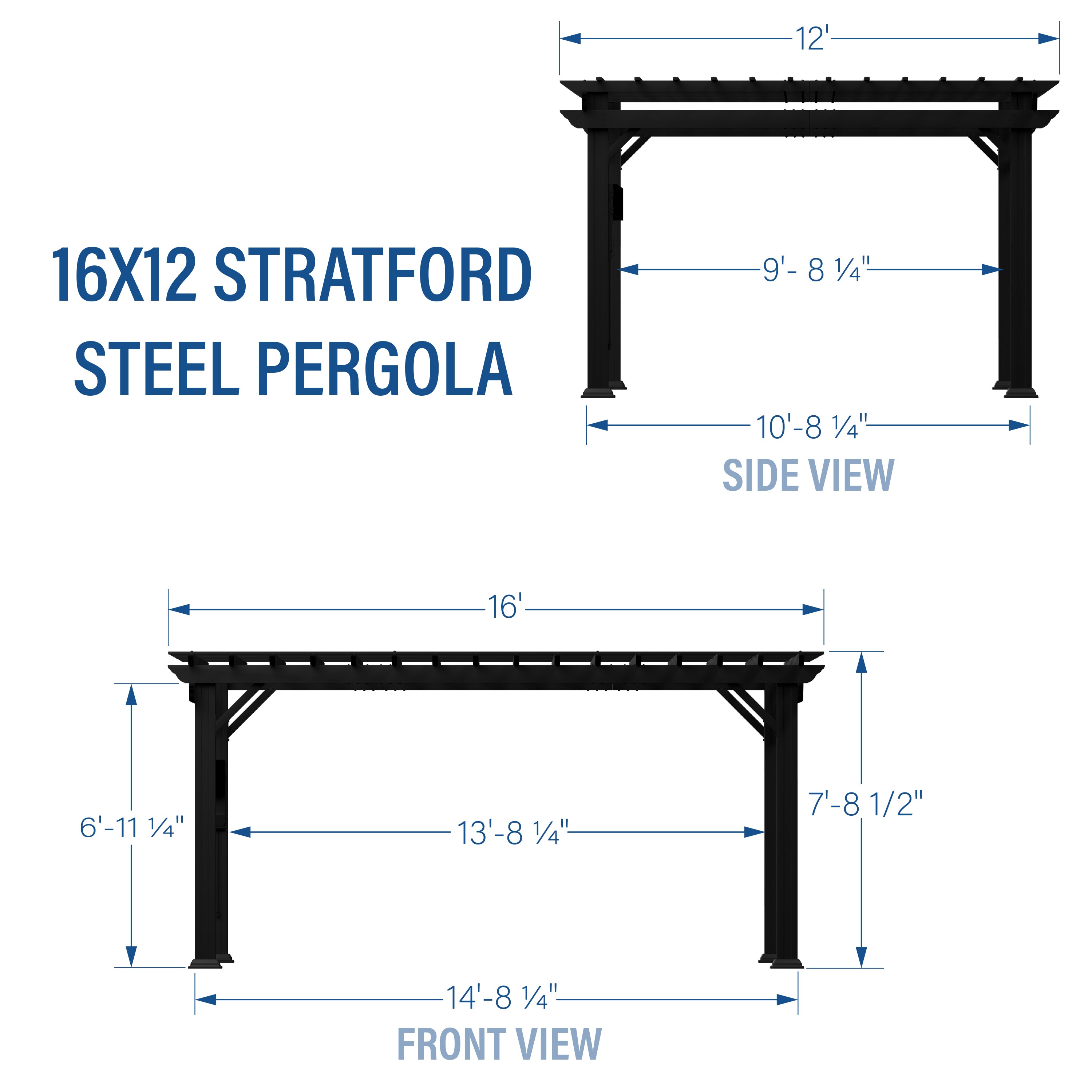 16x12 Stratford Traditional Steel Pergola Backyard Discovery