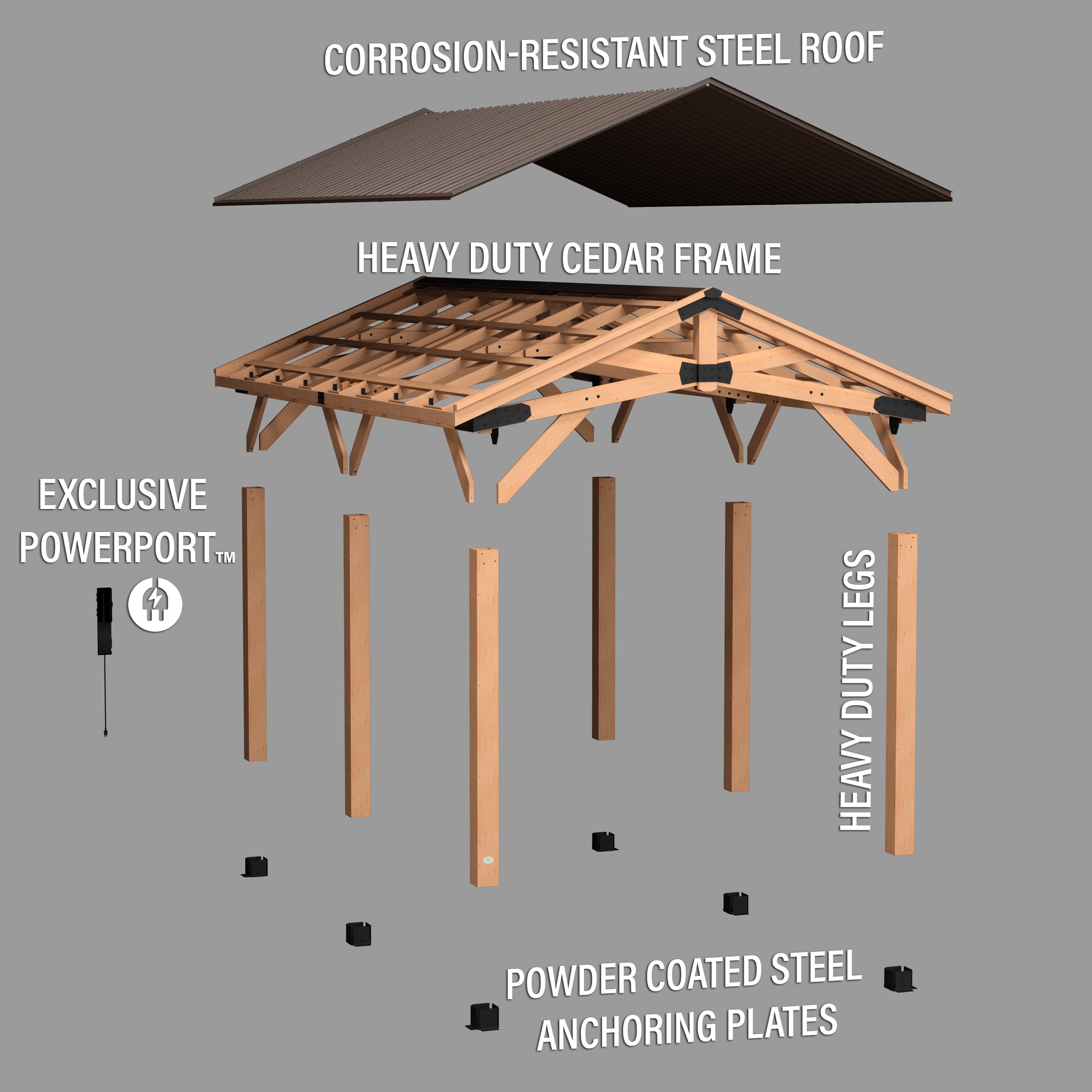 Norwood 20x12 Gazebo Exploded View