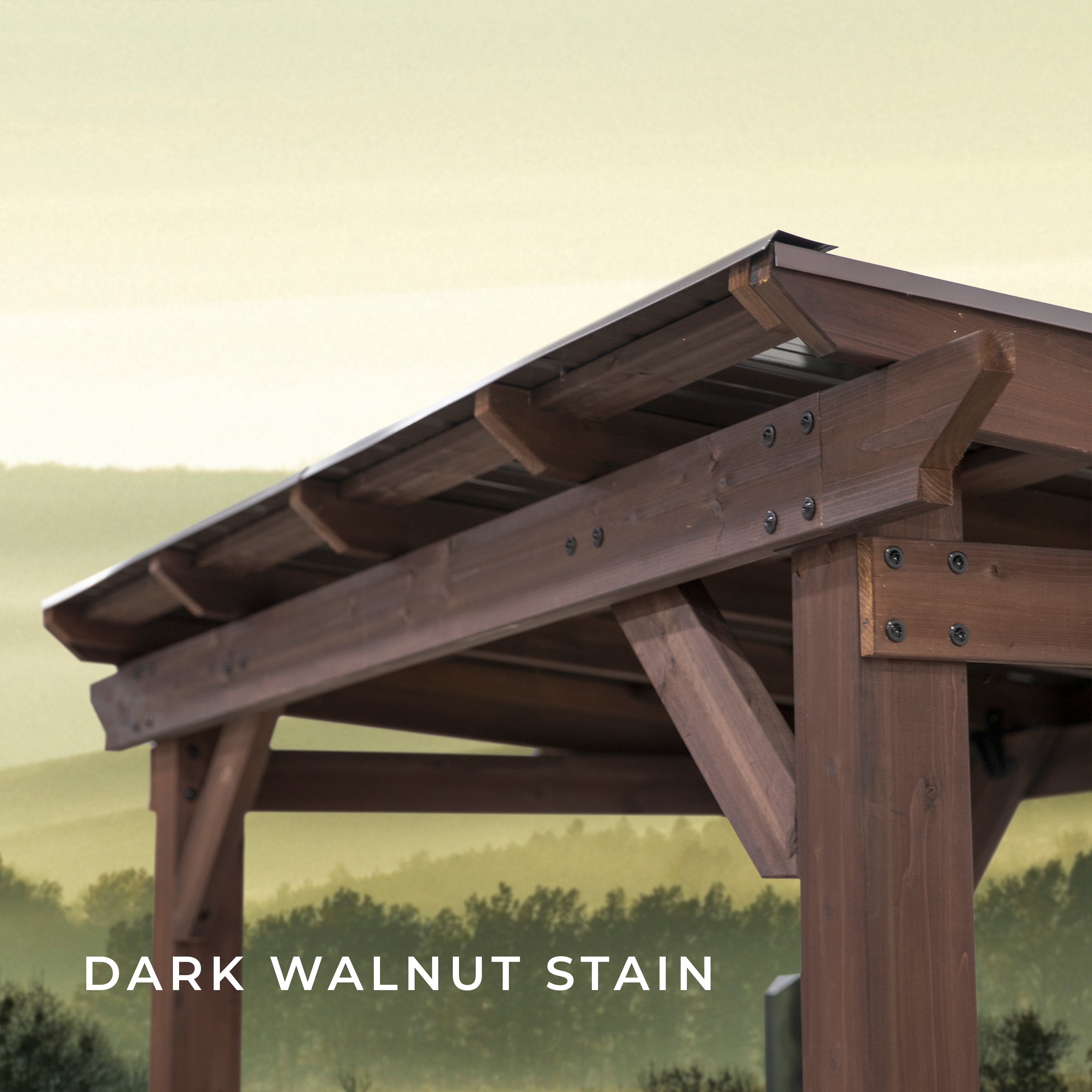 Saxony Grill Gazebo in Dark walnut stain