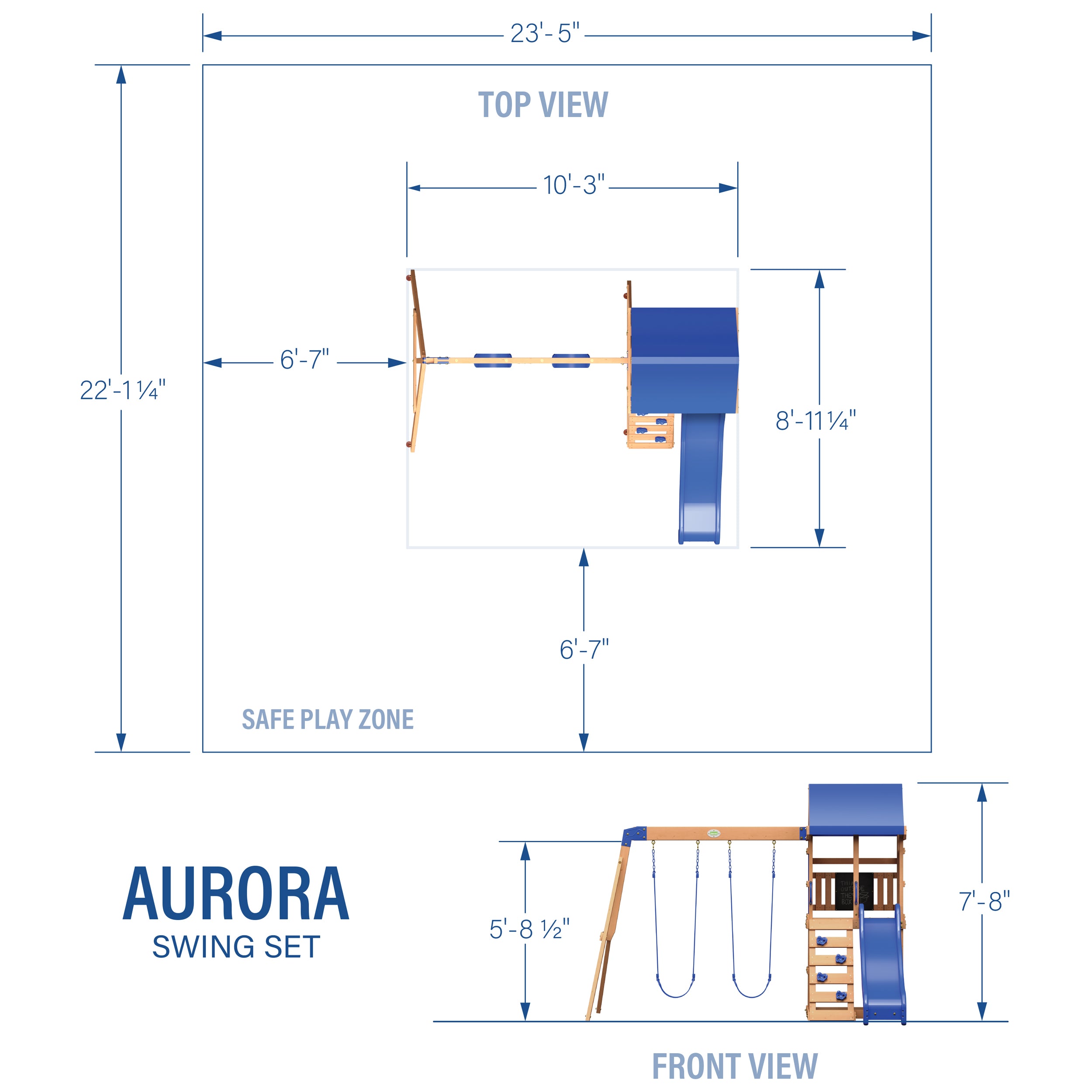 Aurora Wooden Swing Set Dimensions