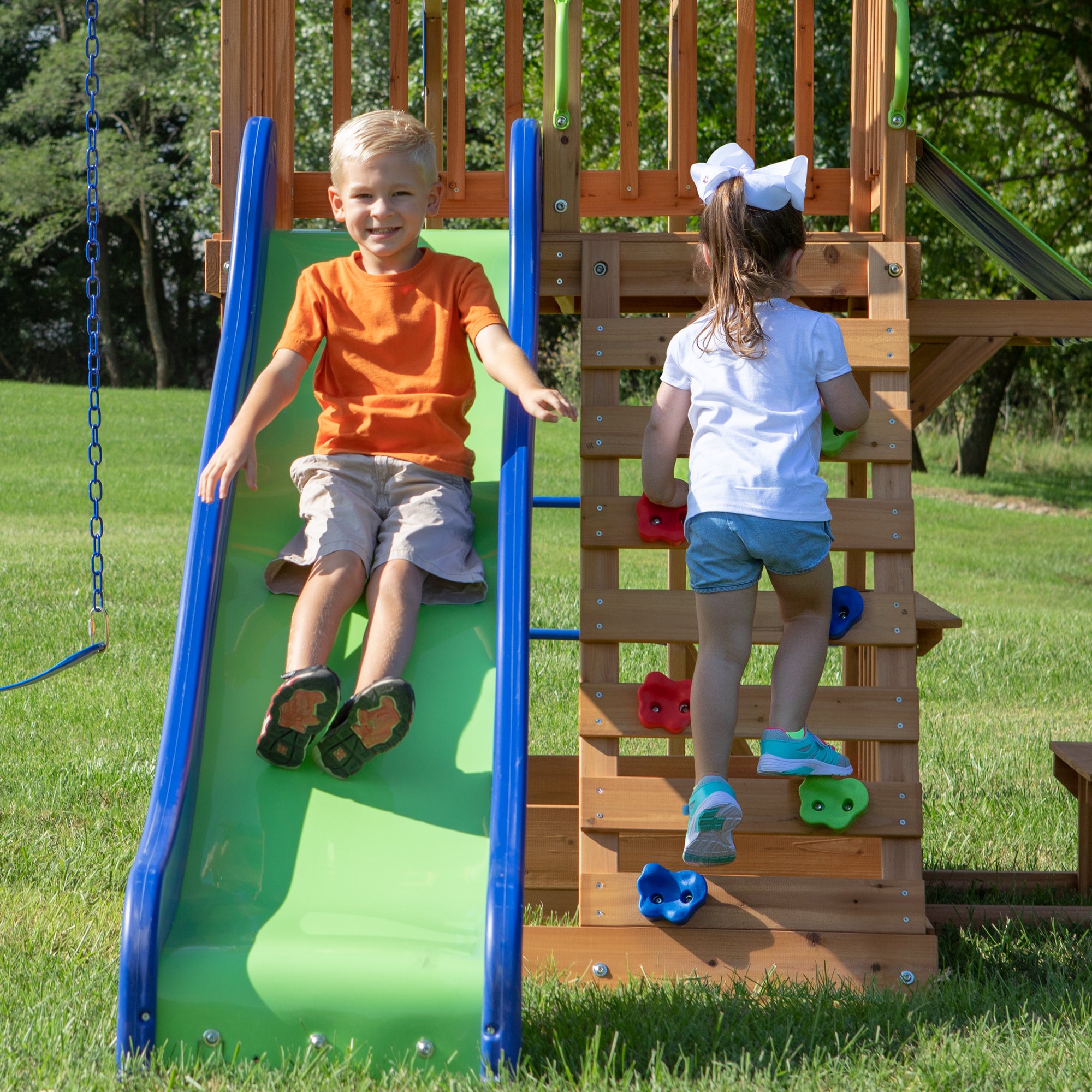 Beach Front Swing Set  Rock Wall