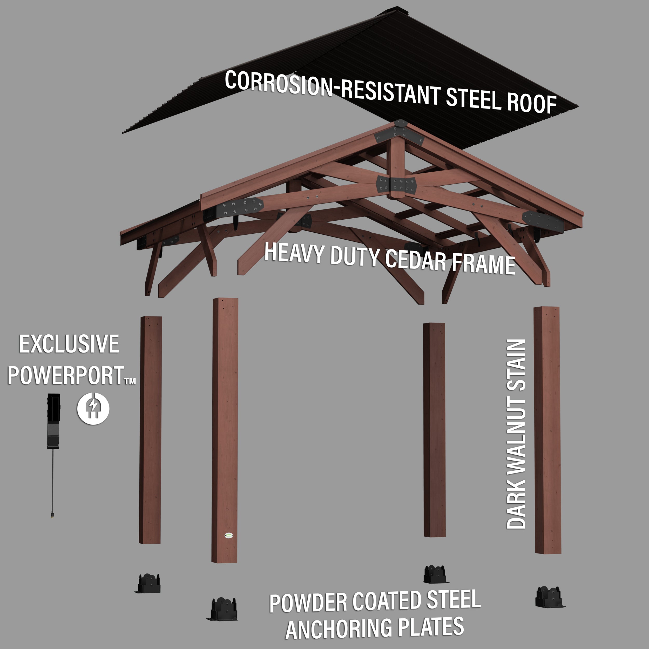 Brindlewood 12x10 Gazebo Exploded View