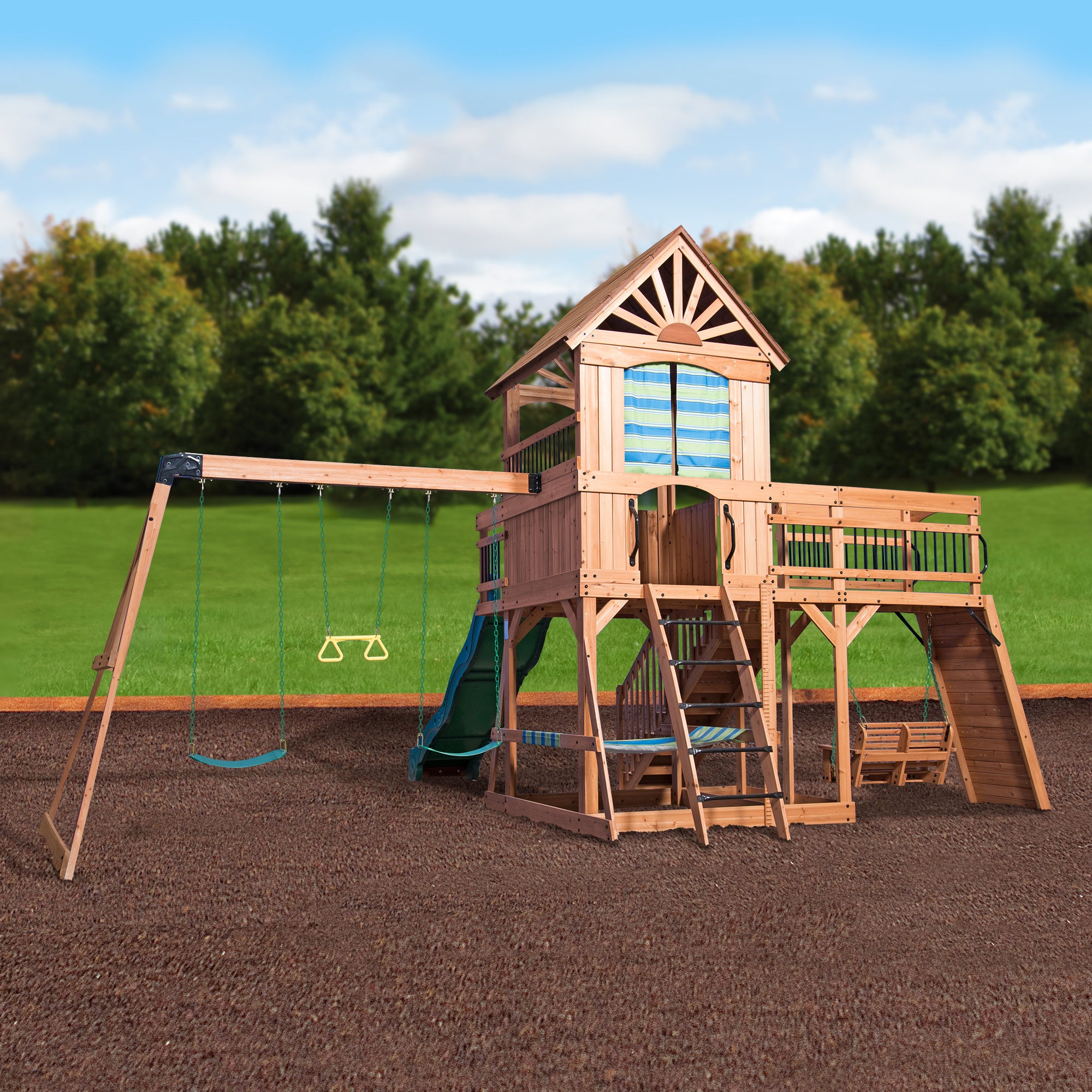 Backyard discovery caribbean wooden swing sale set