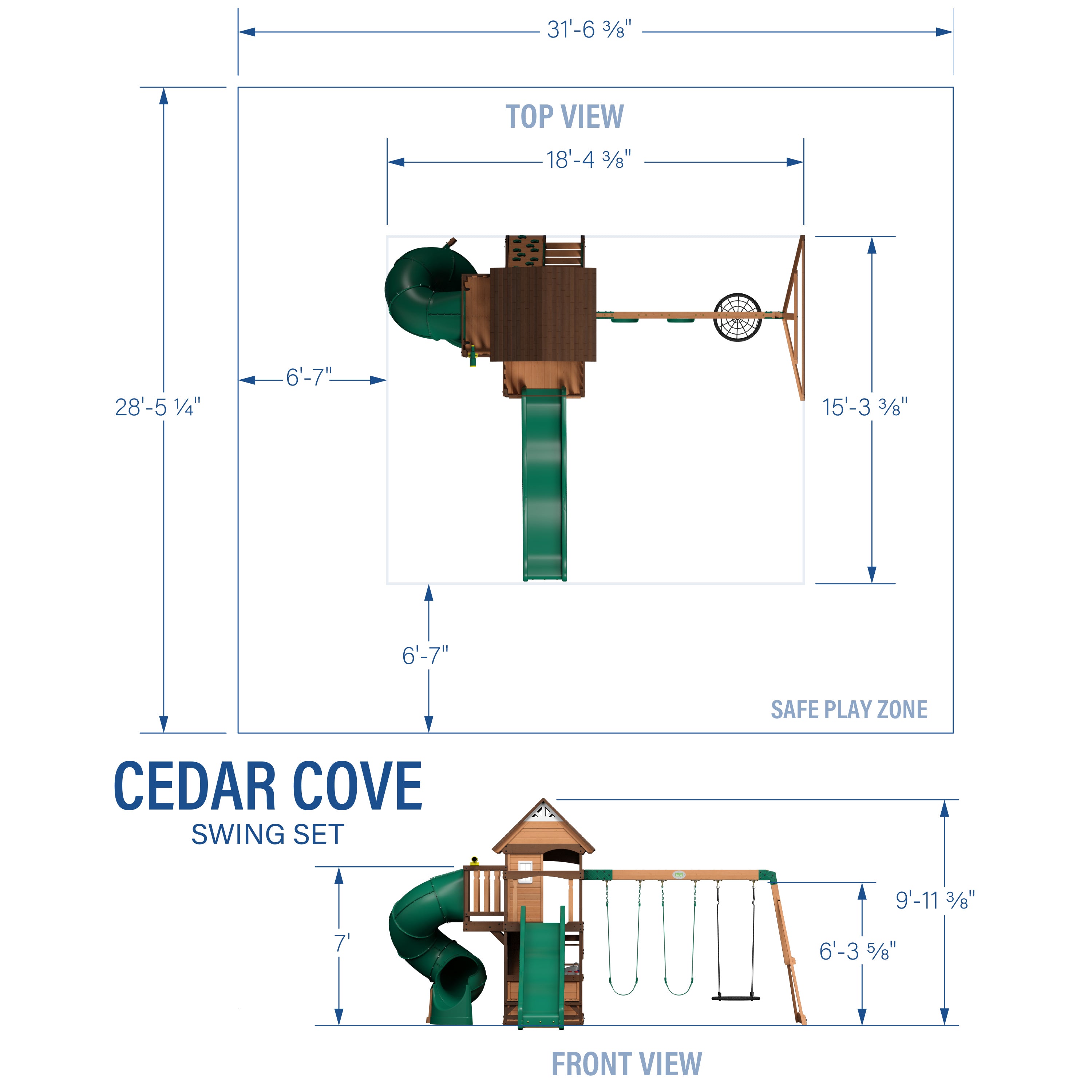 Cedar Cove Swing Set Dimensions