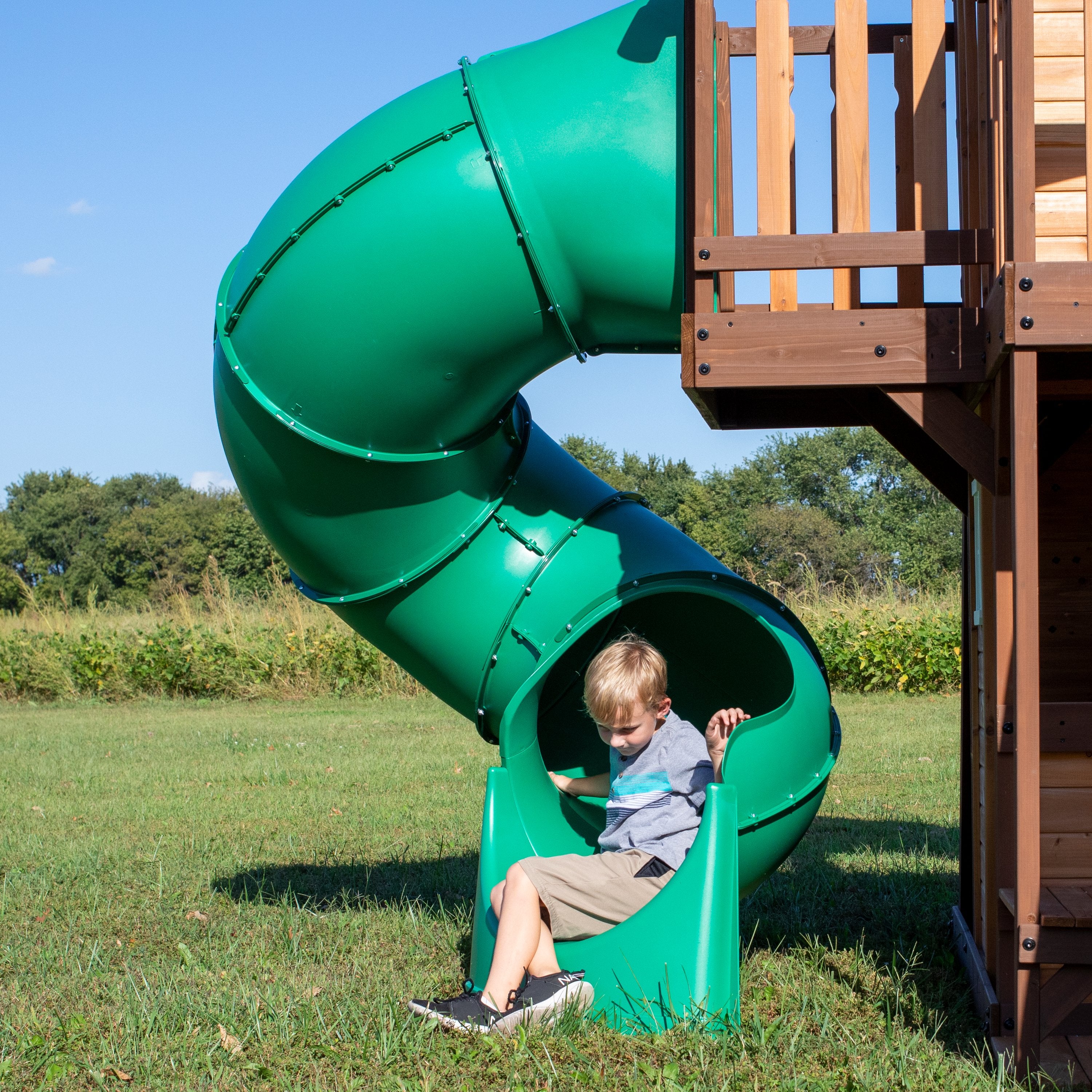 Cedar Cove Swing Set with tube slide