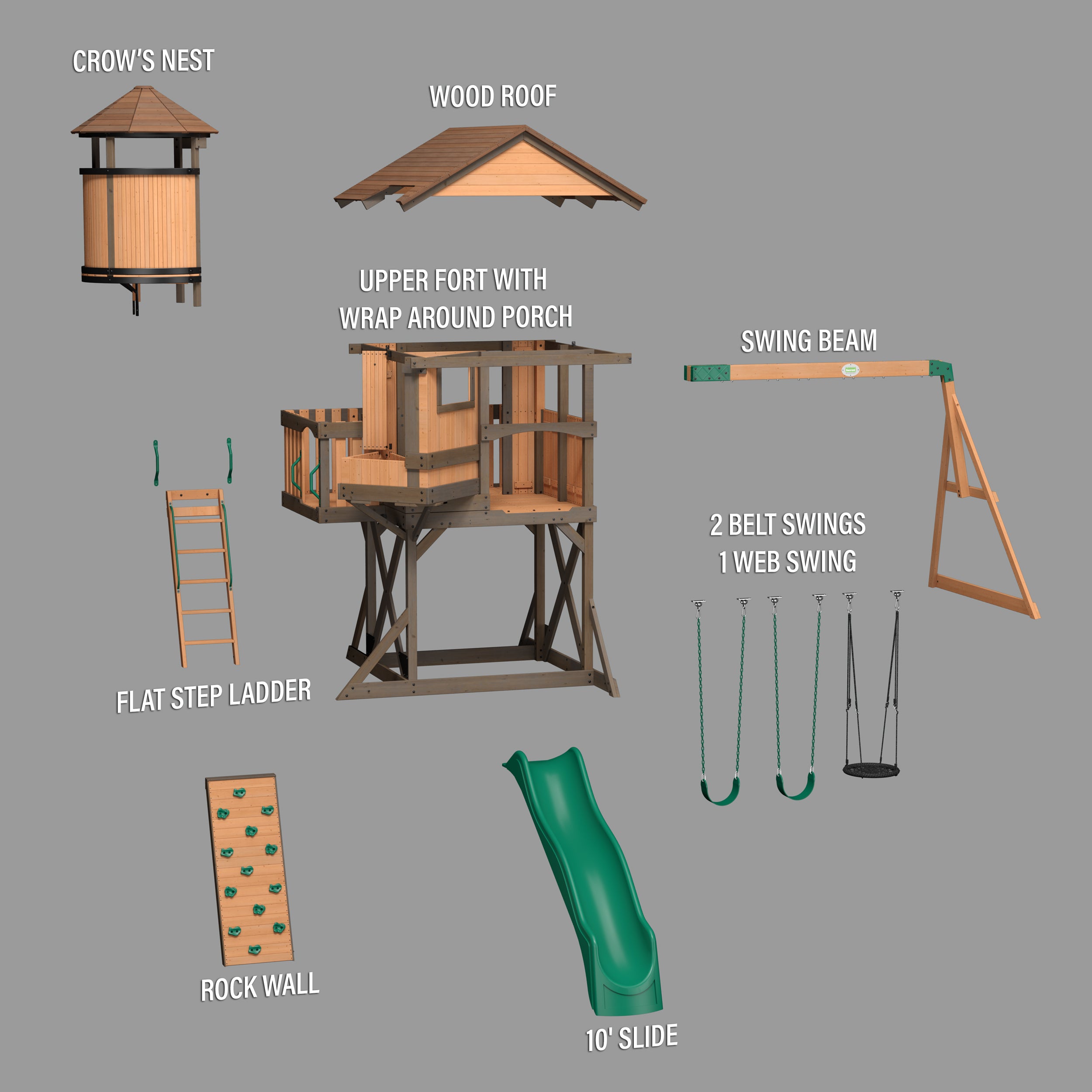 Eagles Nest Elite Swing Set Exploded View