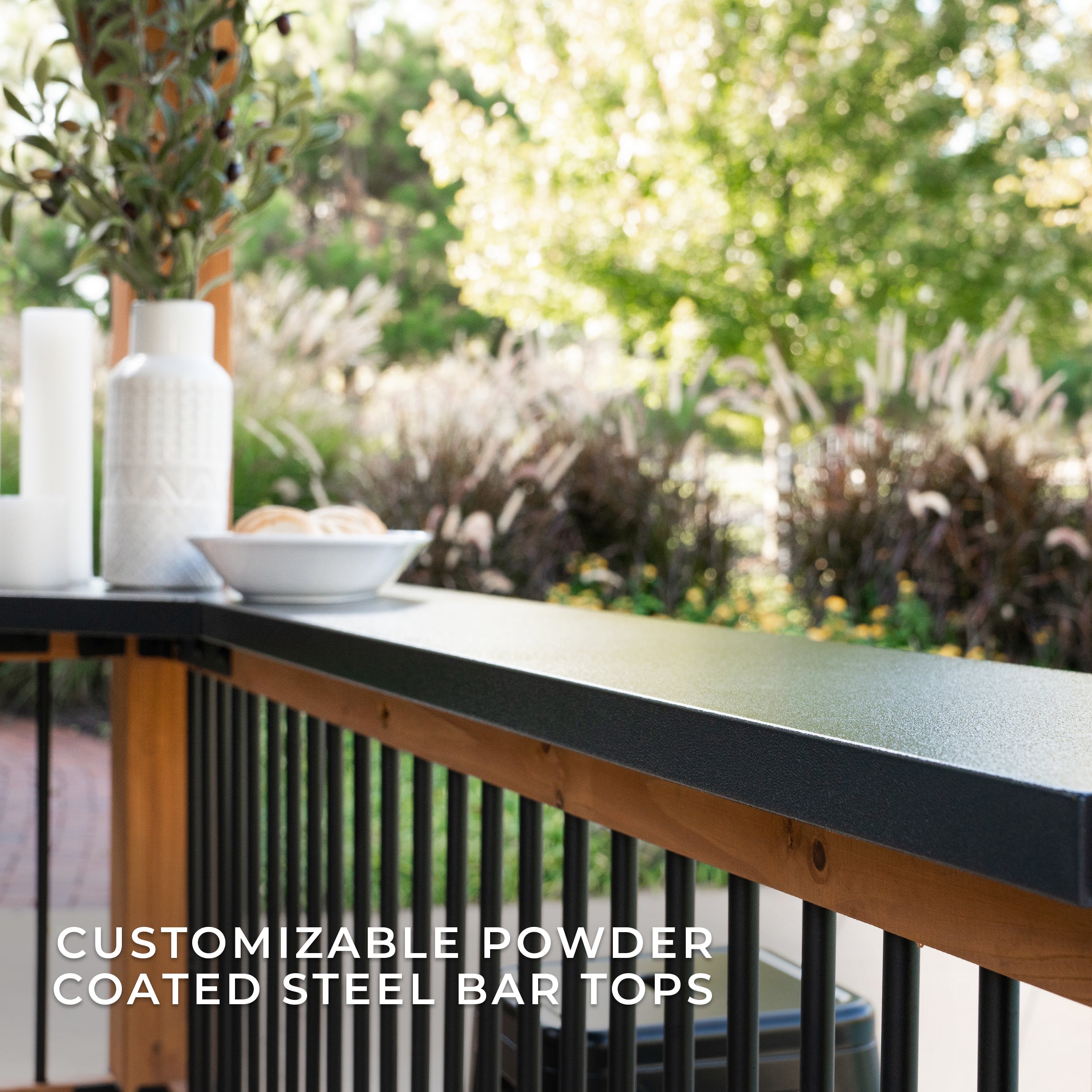 Granada Grill Gazebo with Outdoor Bar - Customizable Powder Coated Steel Bar Tops