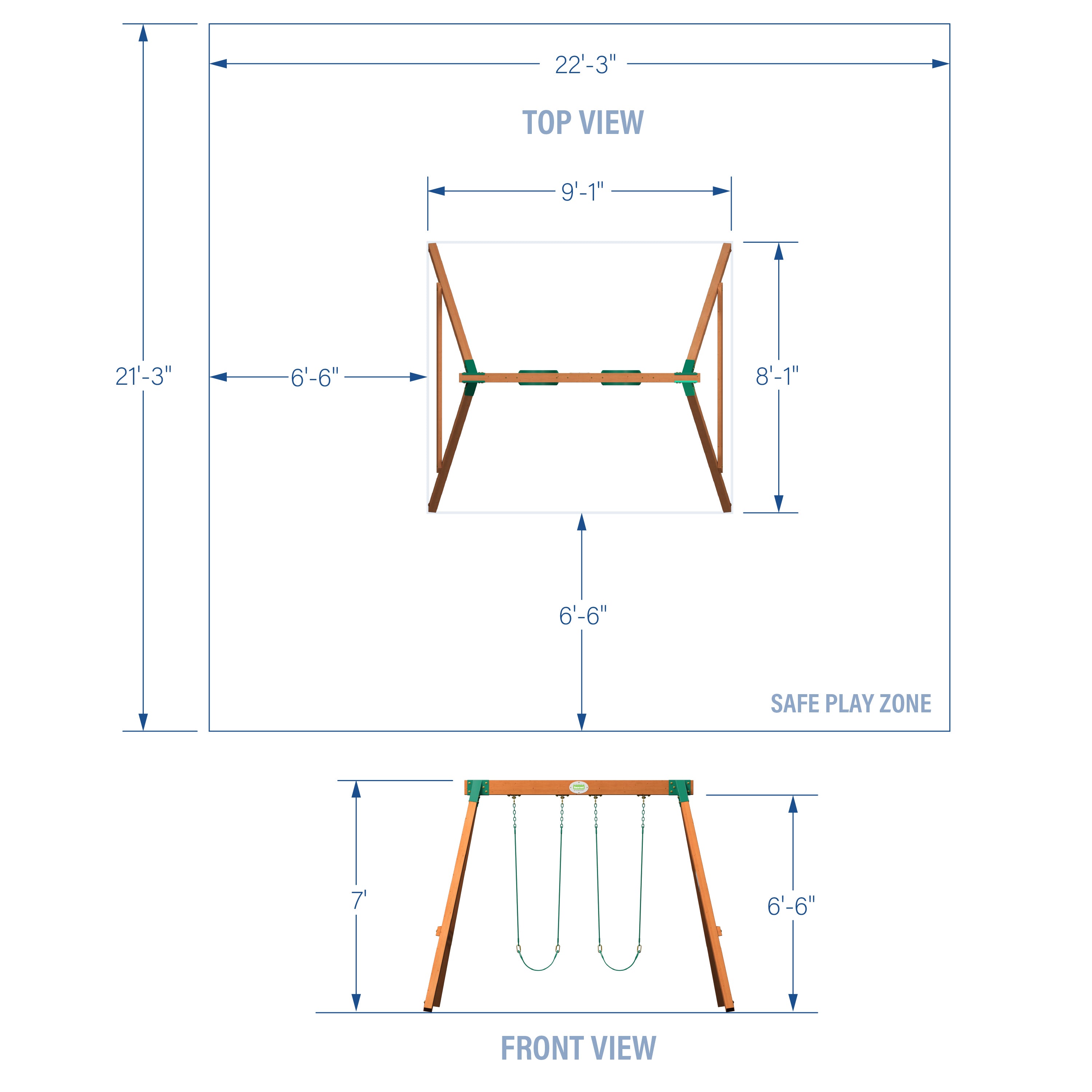 Heavy Duty Durango Swing Set Dimensions