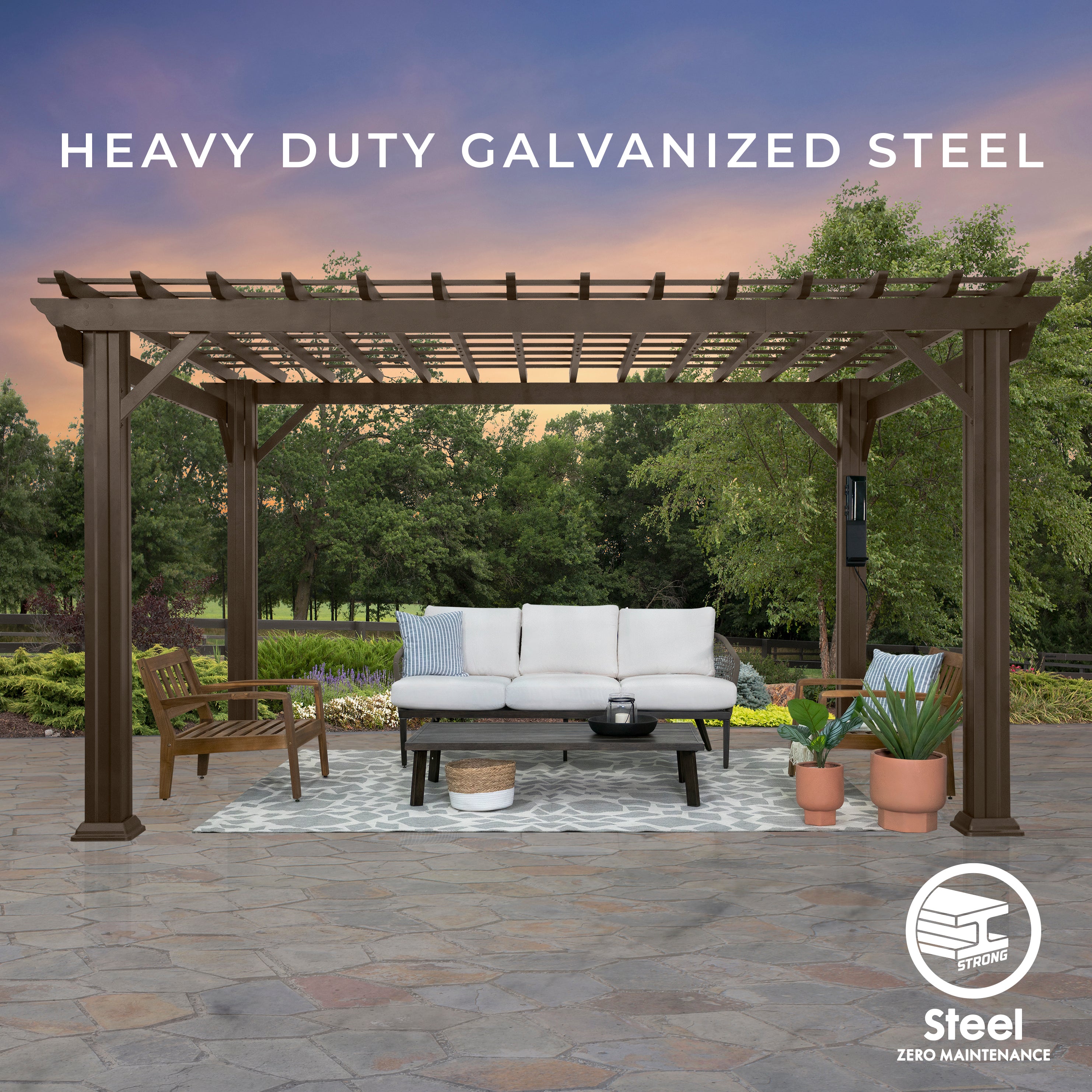 14x12 Ashford Steel Pergola – Backyard Discovery