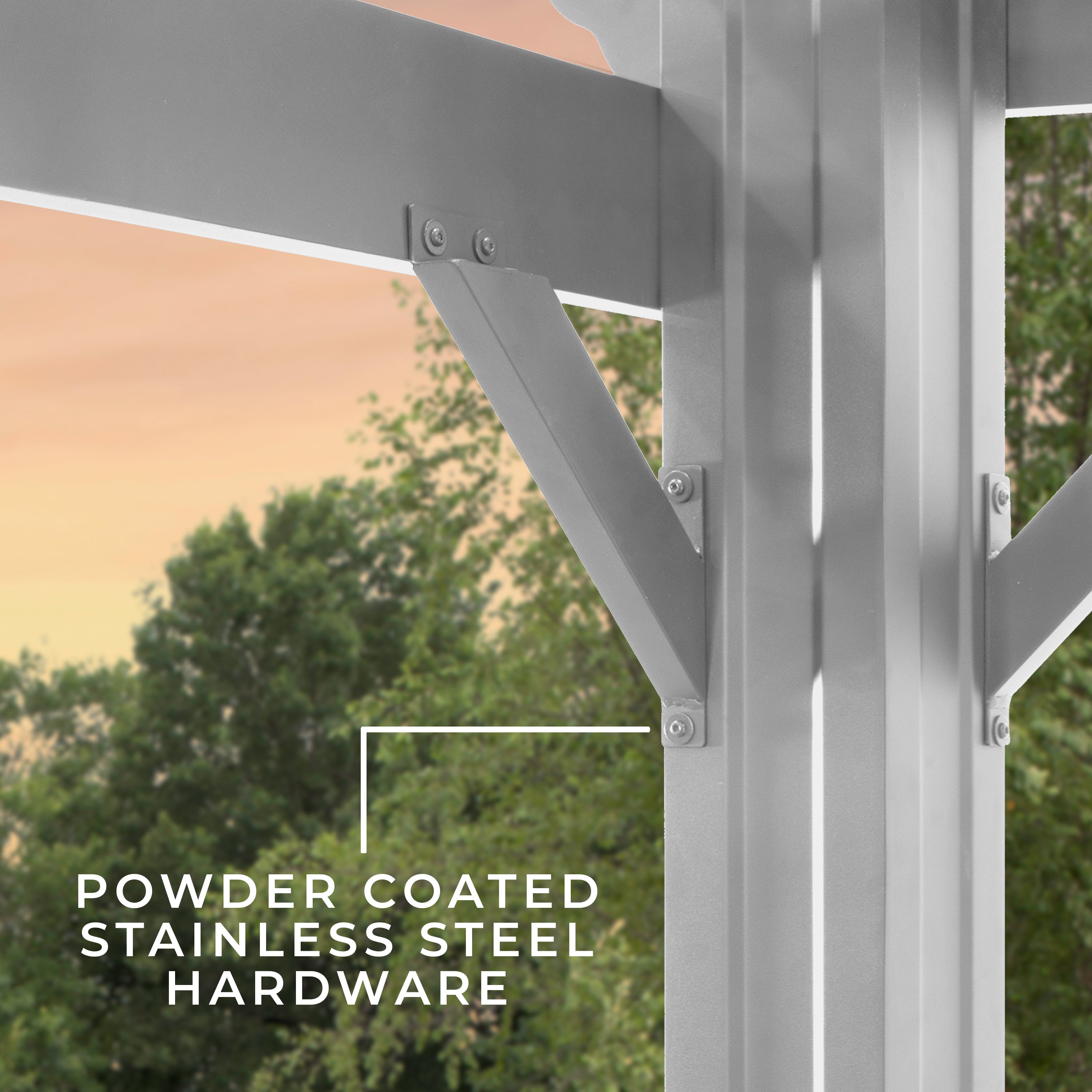 14x10 Hawthorne Steel Pergola Powder Coated Stainless Steel Hardware