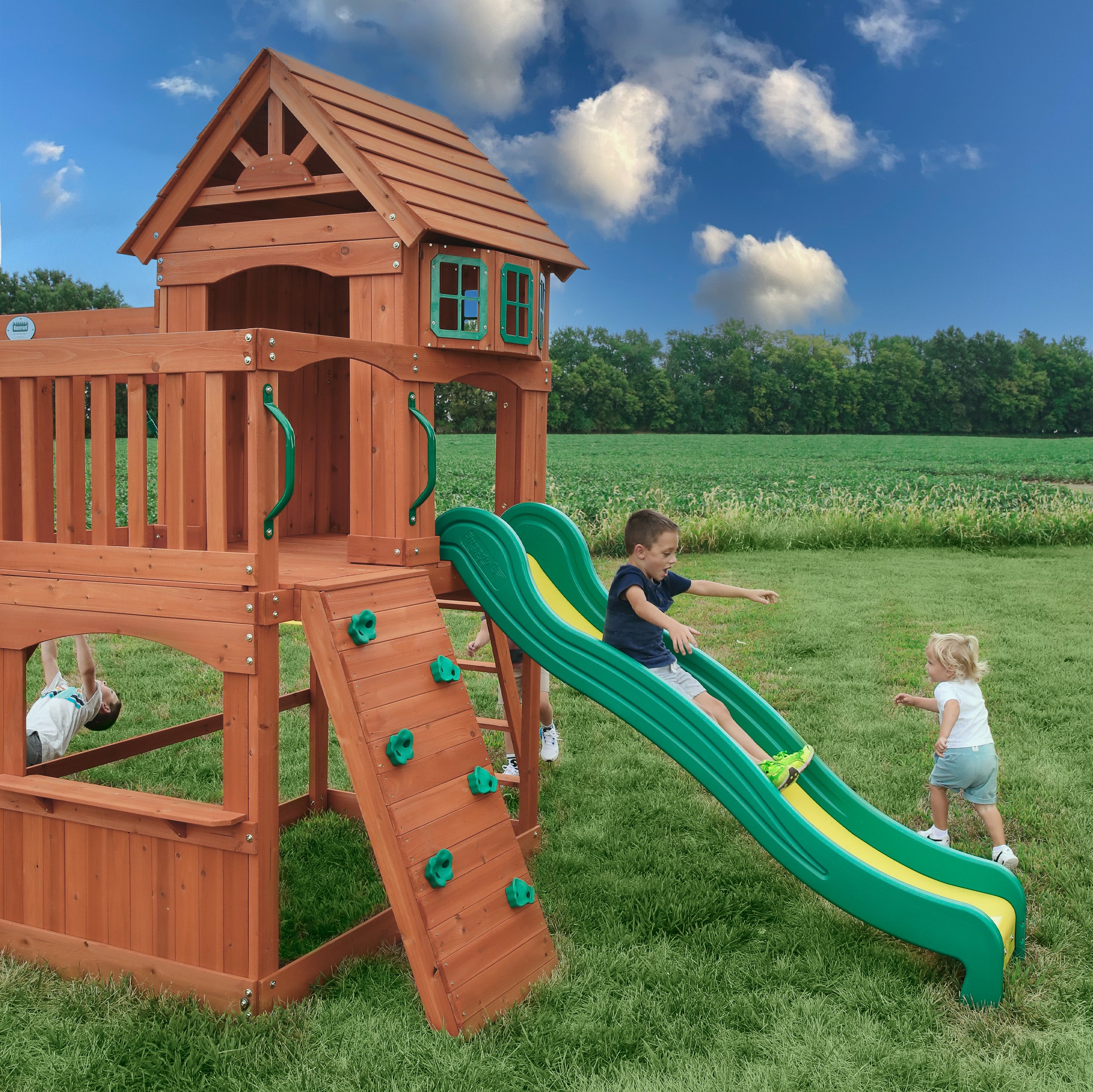 Atlantis Outdoor Wooden Swing Set Backyard Discovery