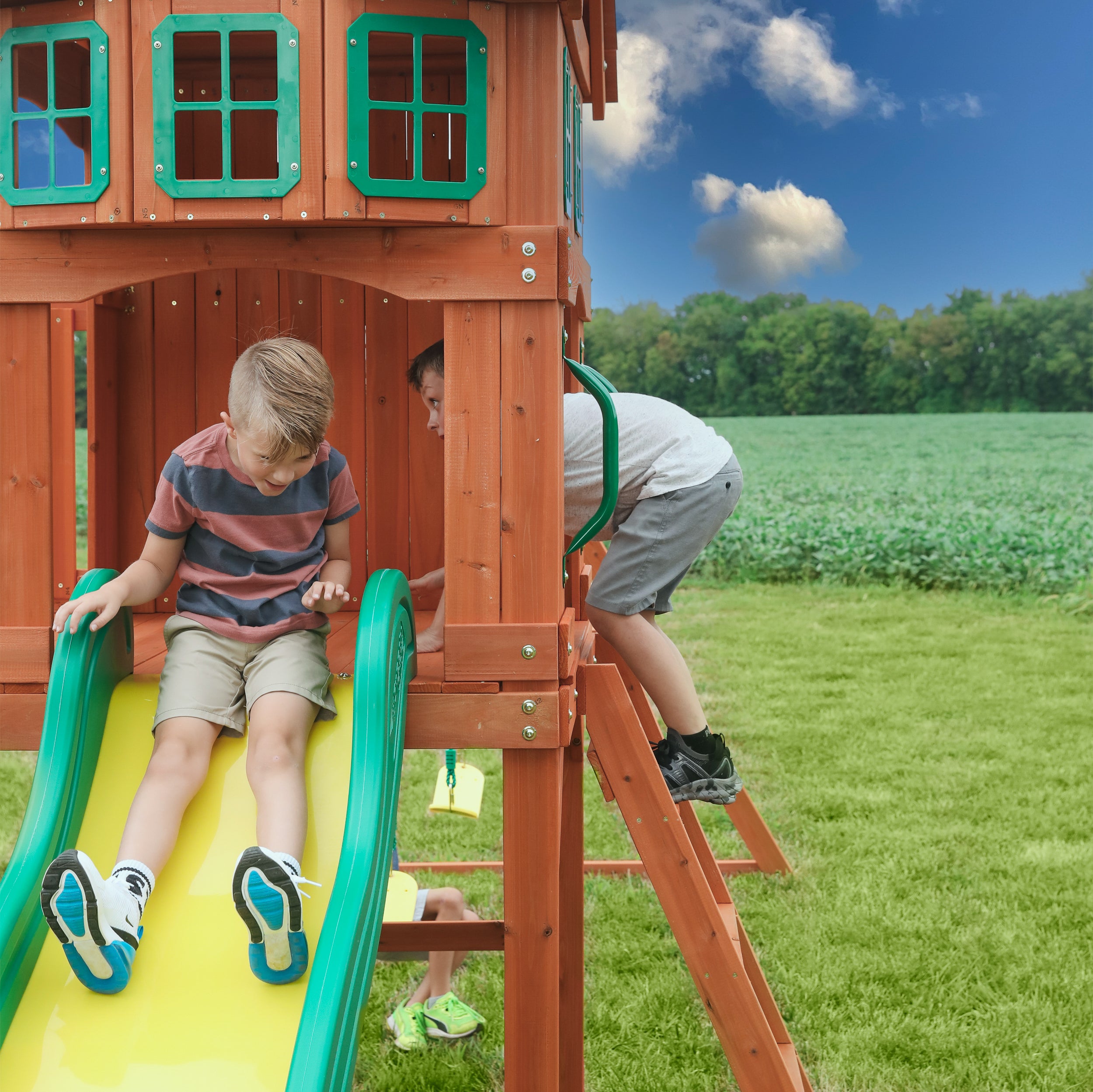 Little tikes best sale playhouse swing set