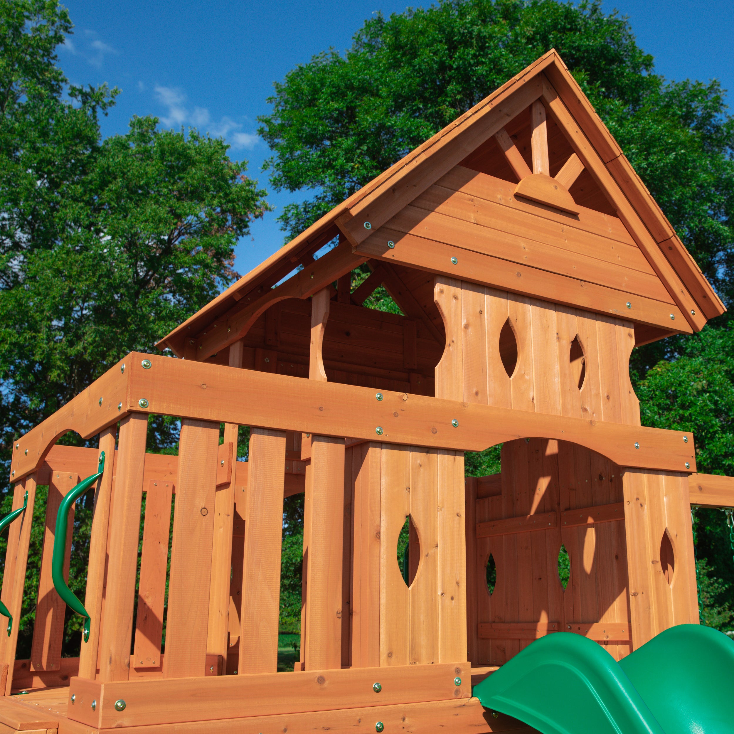 Woodland Swing Set Green Slide Fort