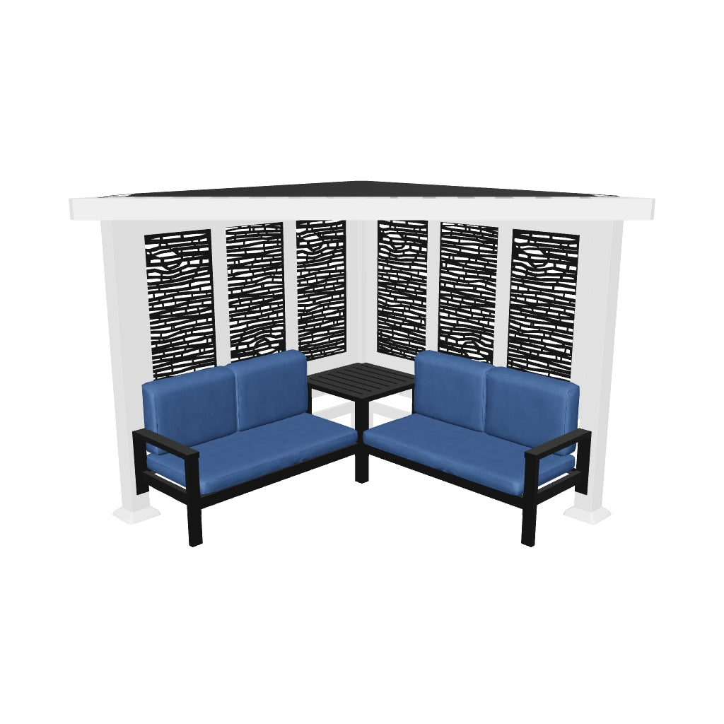 Ridgedale Modern Steel Cabana Pergola with Conversational Seating - Augmented Reality