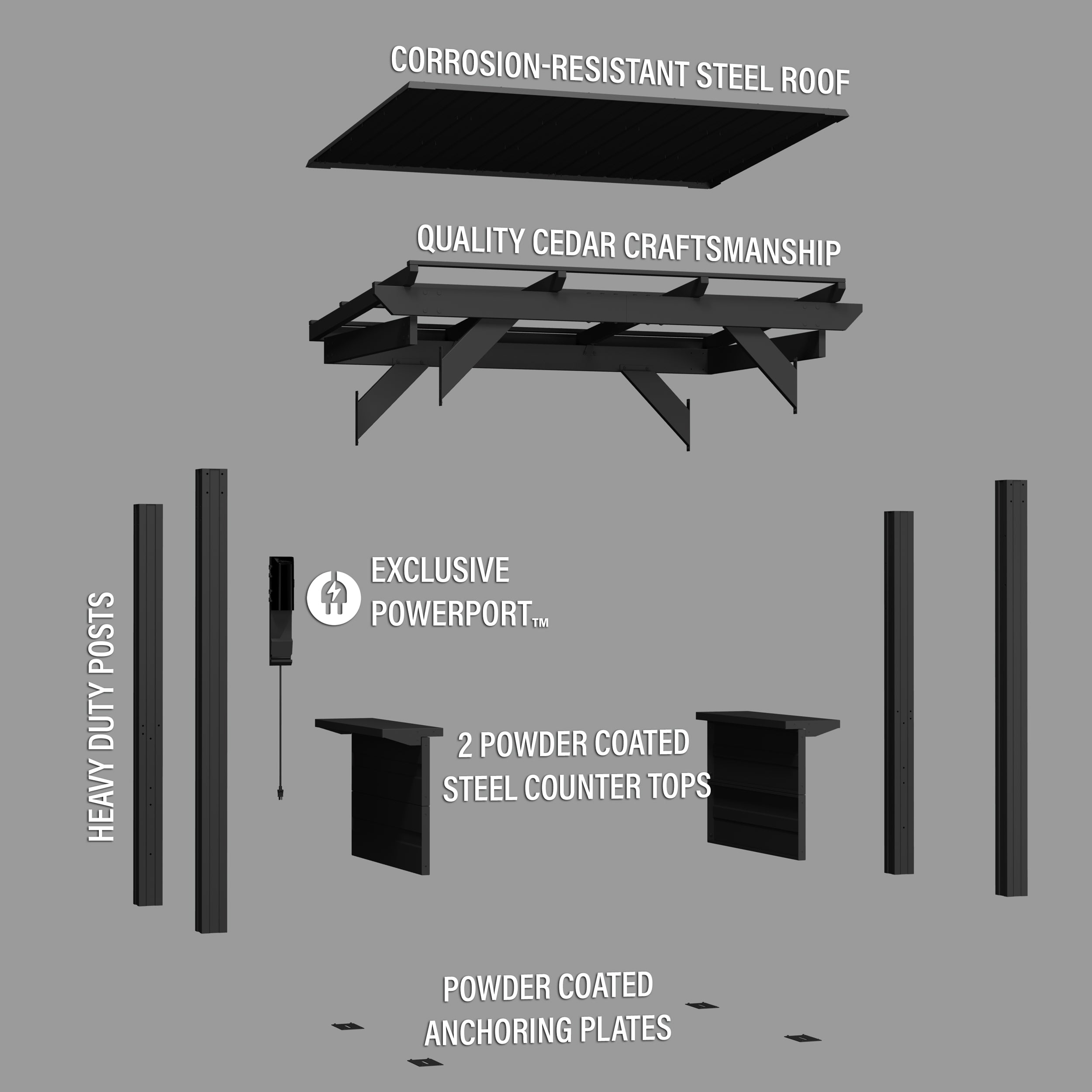 Rockport Grill Gazebo Exploded View