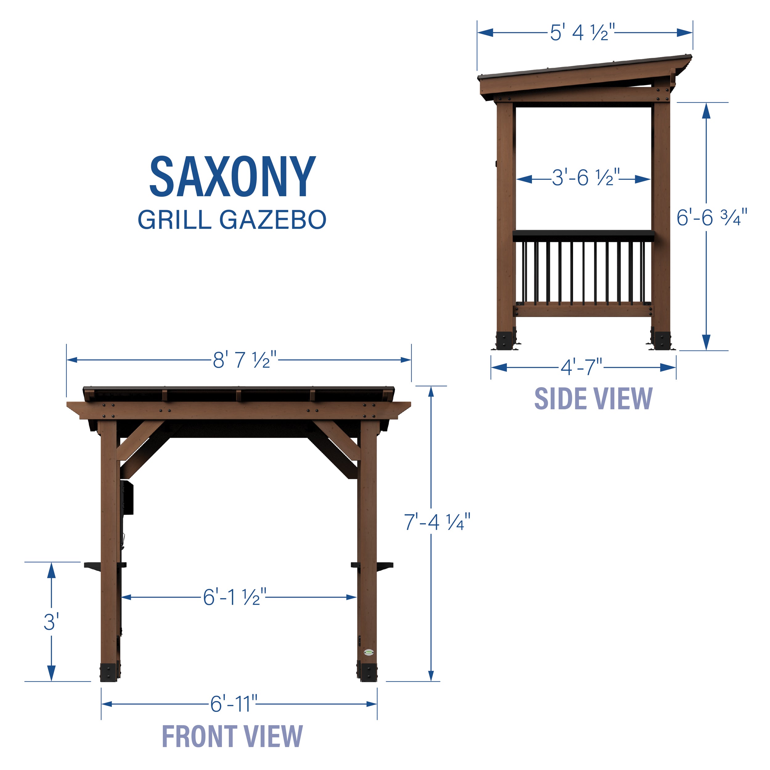 Saxony Grill Gazebo Dimensions