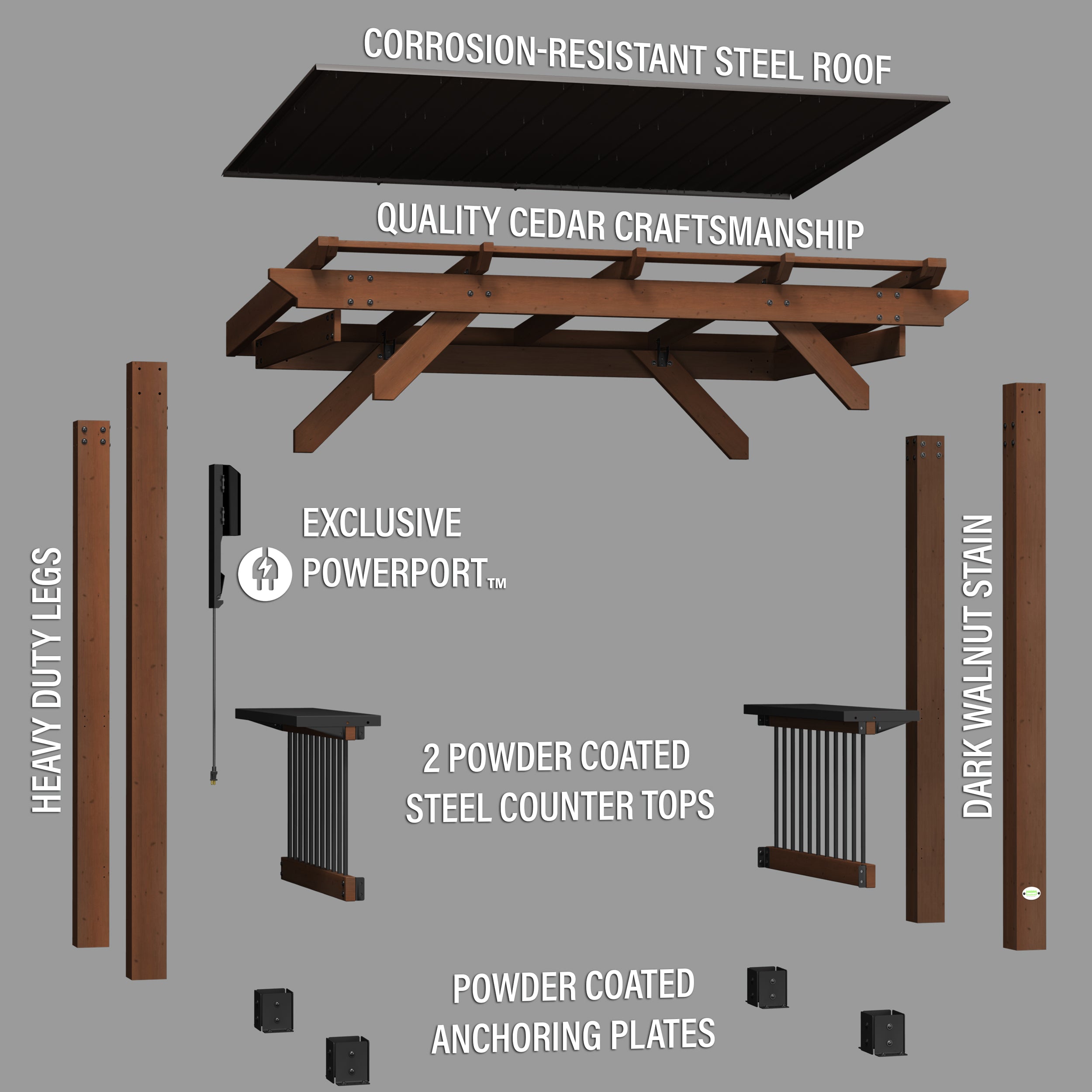 Saxony Grill Gazebo Exploded View