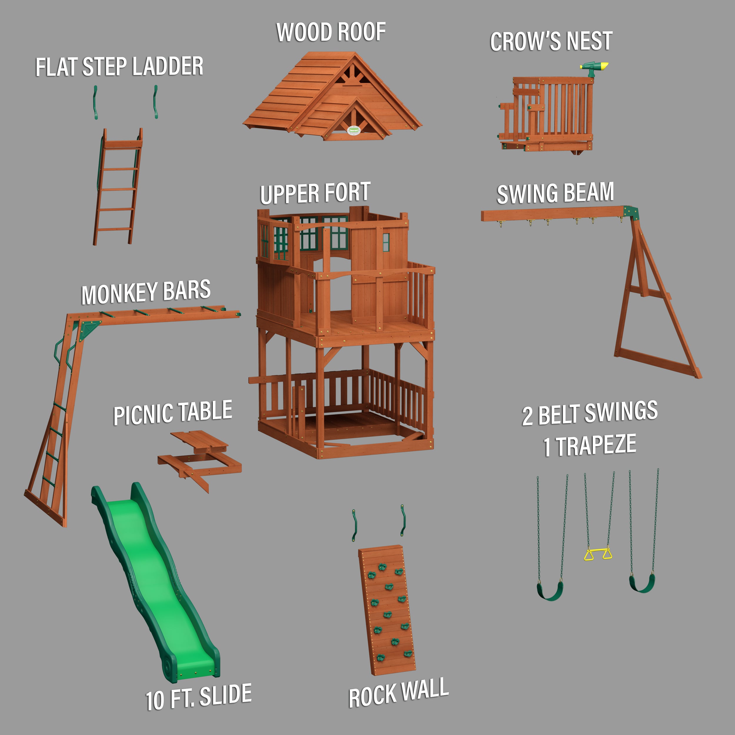 Skyfort II Swing Set Exploded View