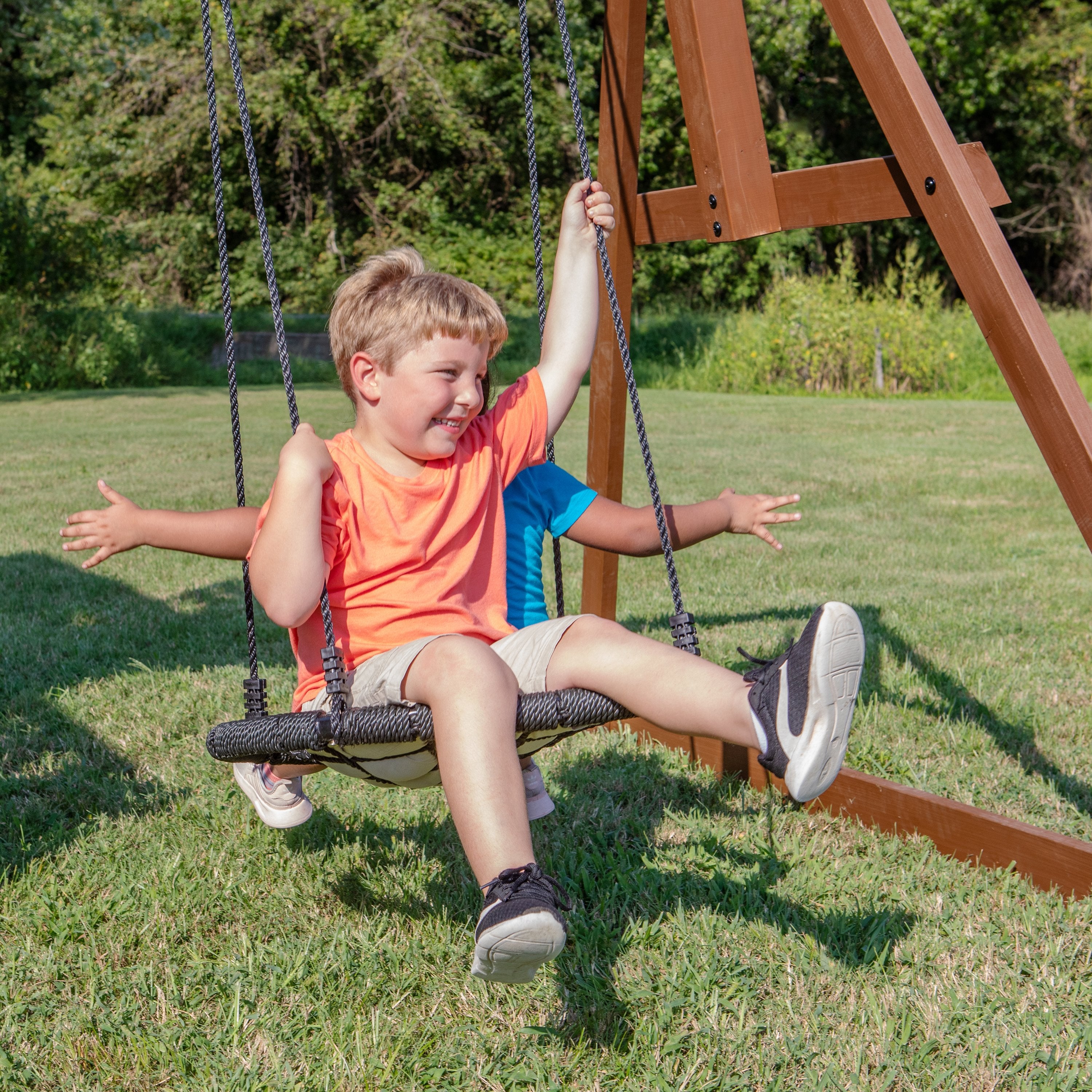 Skyfort II Swing Set With Spiral Tube Slide – Backyard Discovery