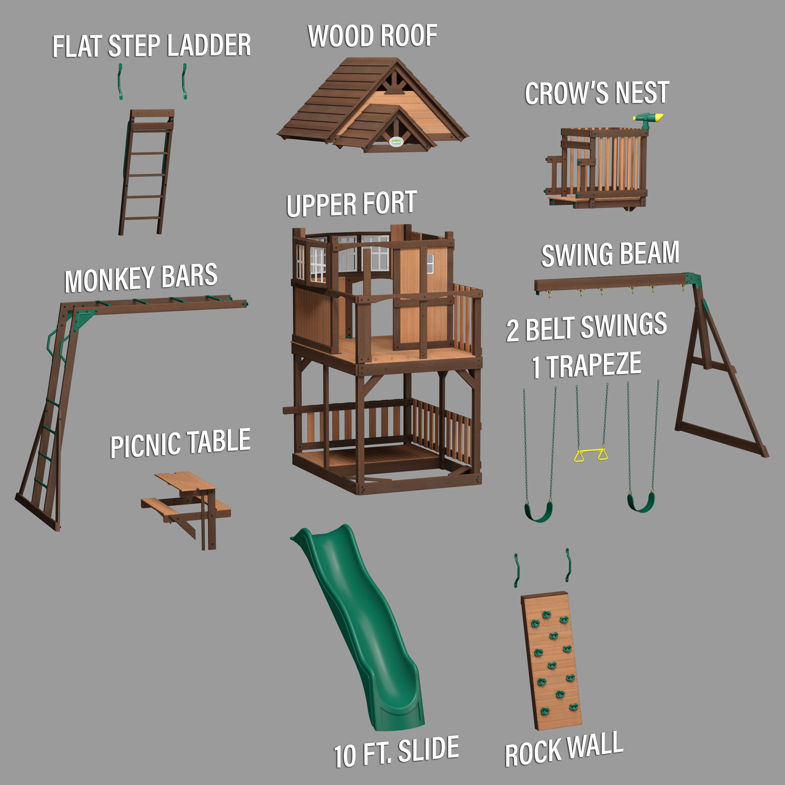 Skyfort II with Wave Slide Green Exploded View