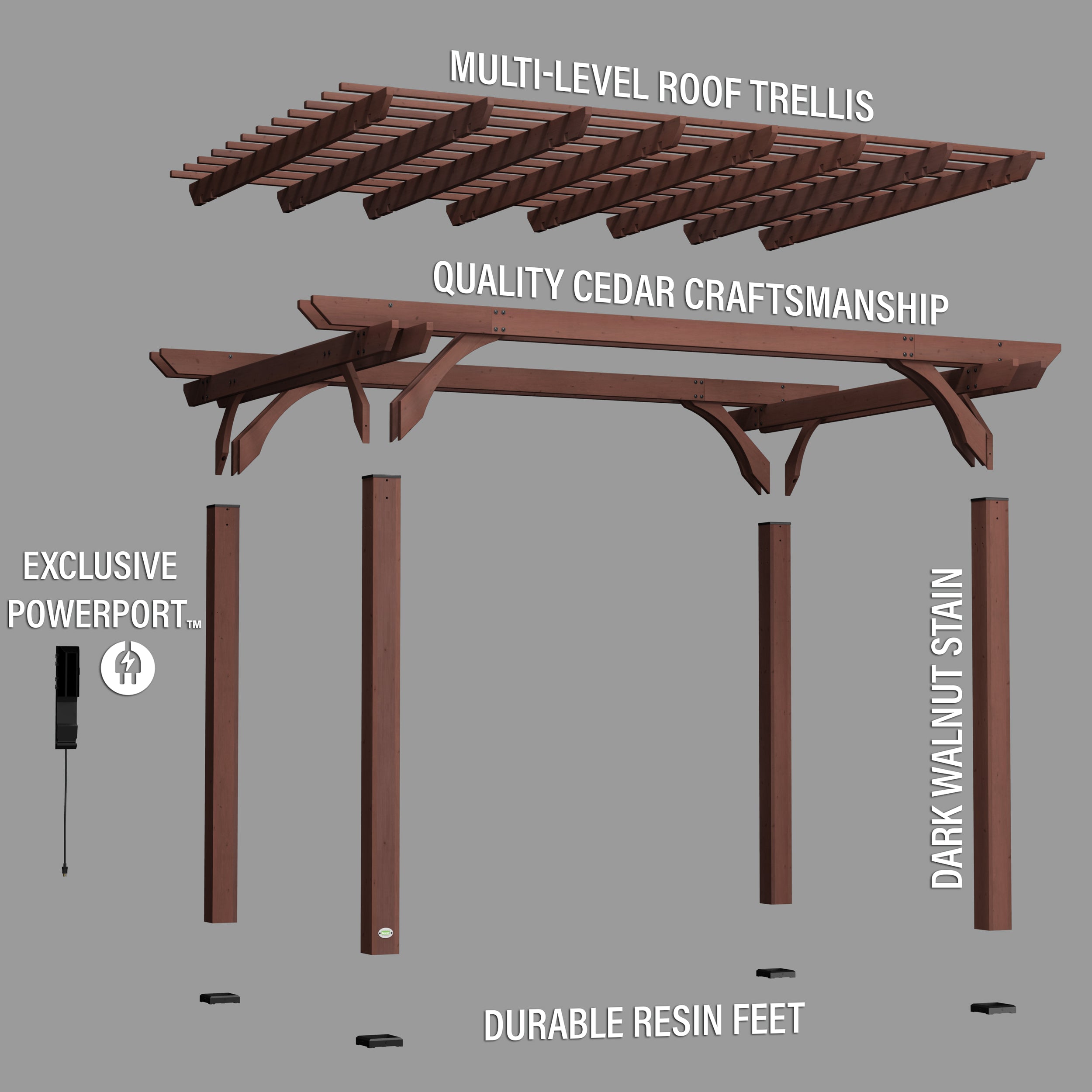 Somerville 14x10 Pergola Exploded View