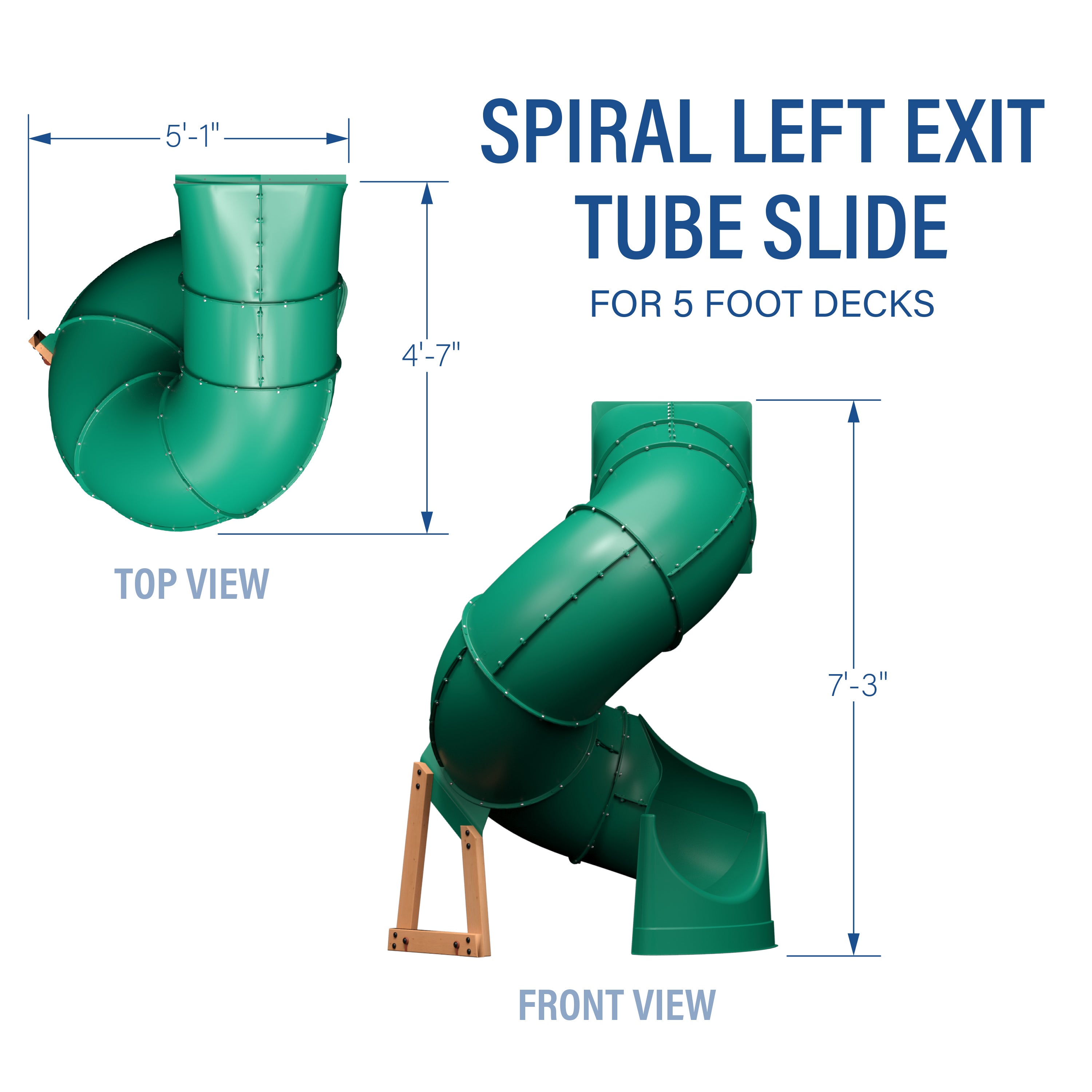 Left Exit Tube Slide For 5ft Play Deck Diagram