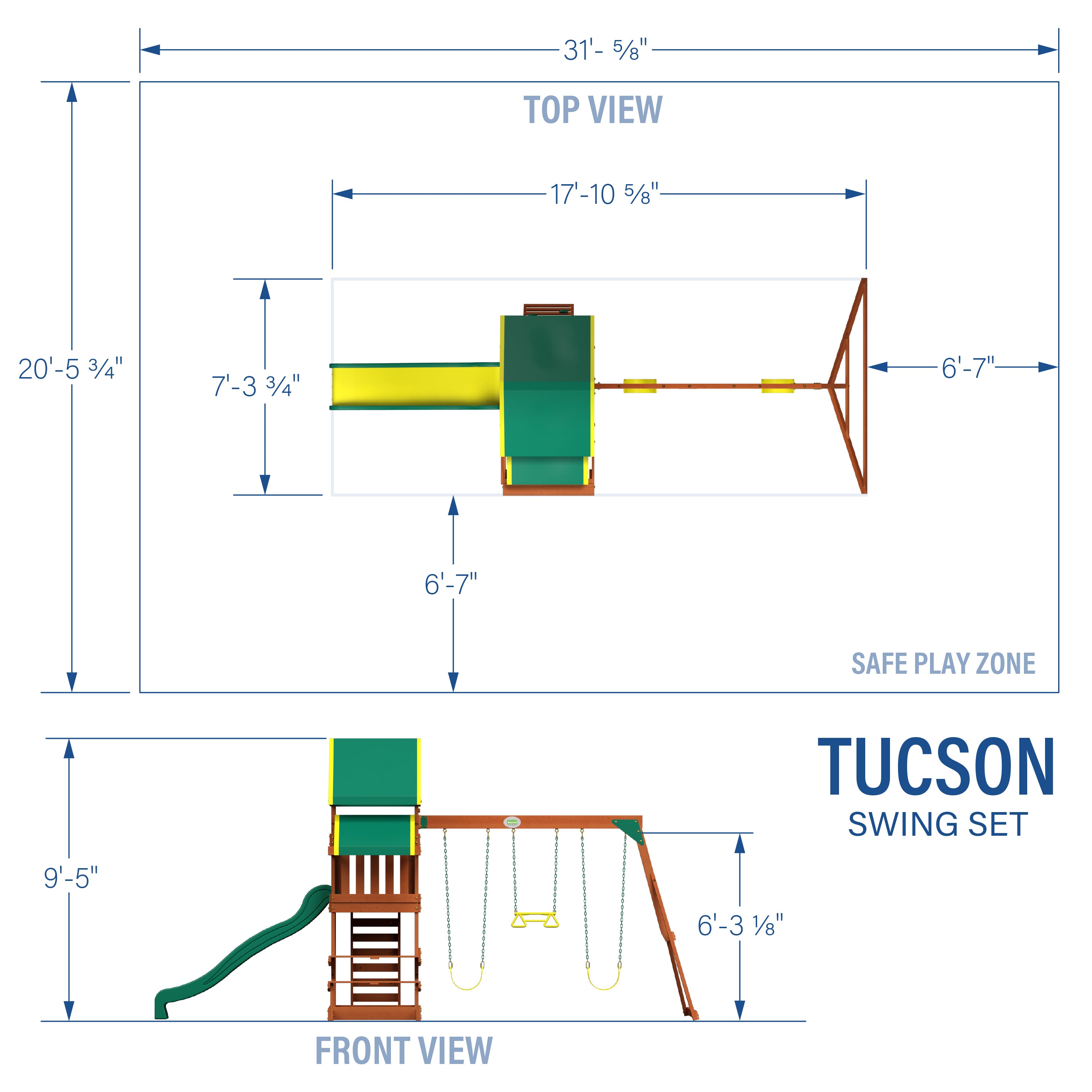 Tucson Swing Set Dimensions