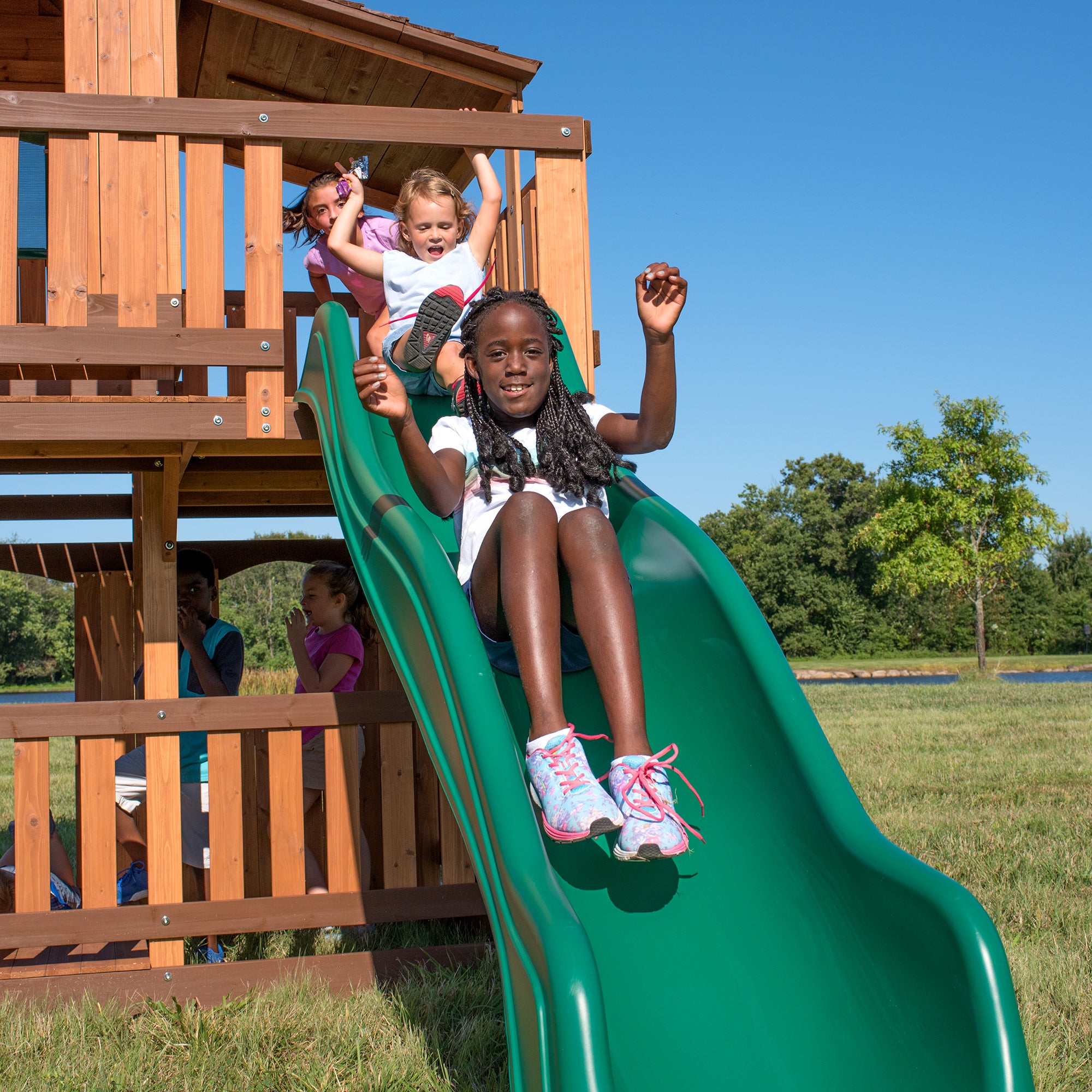 Saratoga wooden best sale swing set