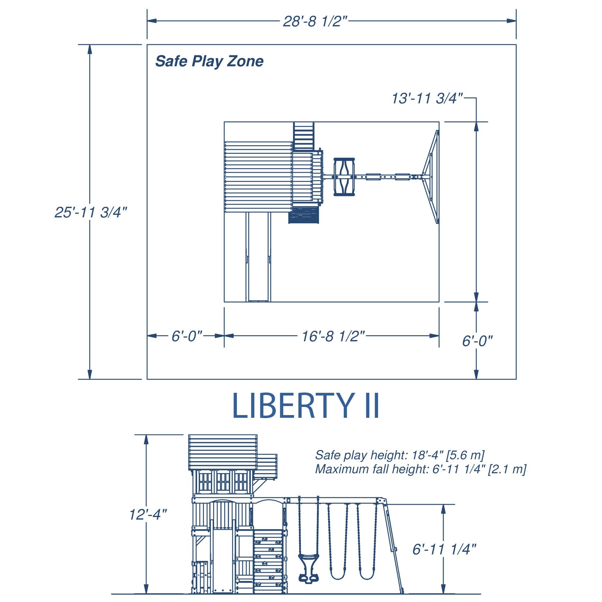 Backyard Discovery Playsets - Liberty II Wooden Swing Set dimensions