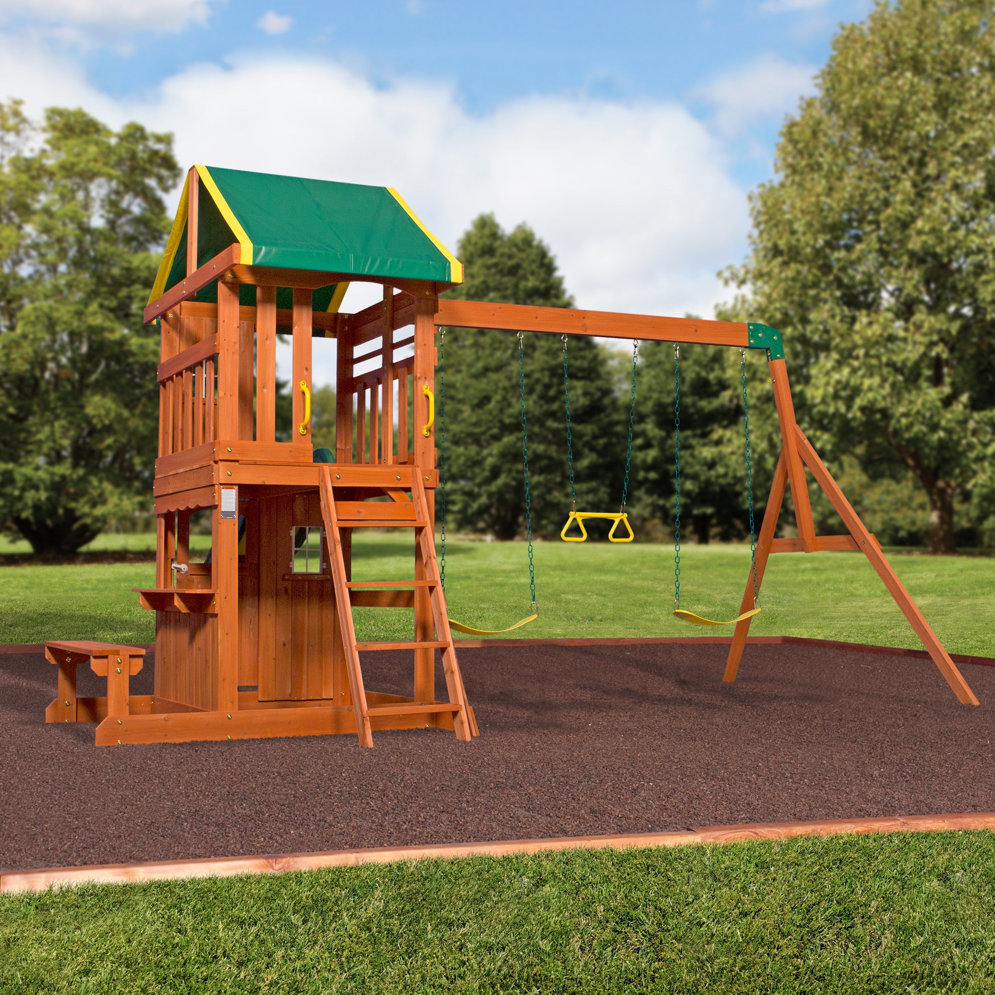 Oakmont Wooden Swing Set for Kids Backyard Discovery