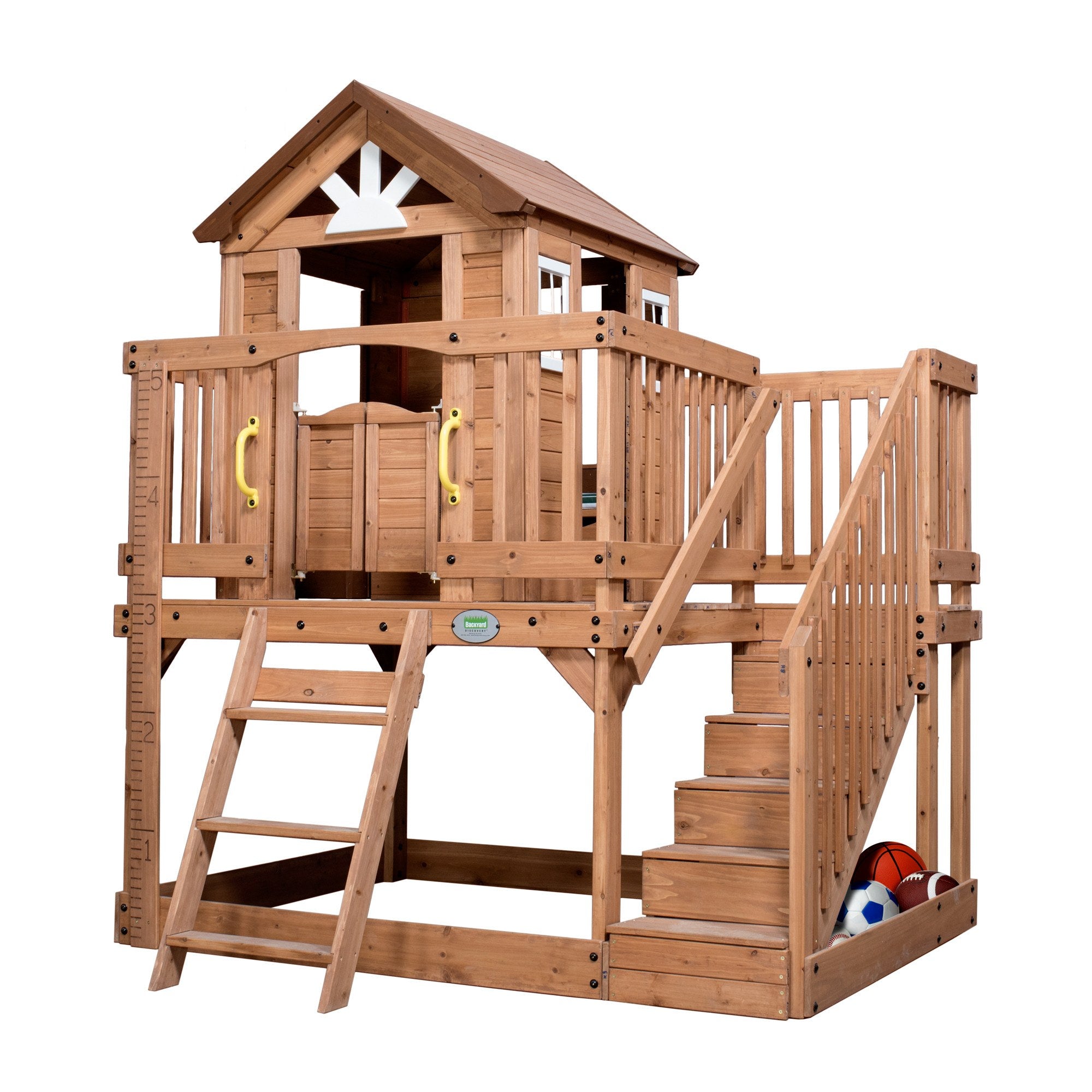 Wooden playhouse deals with slide sale